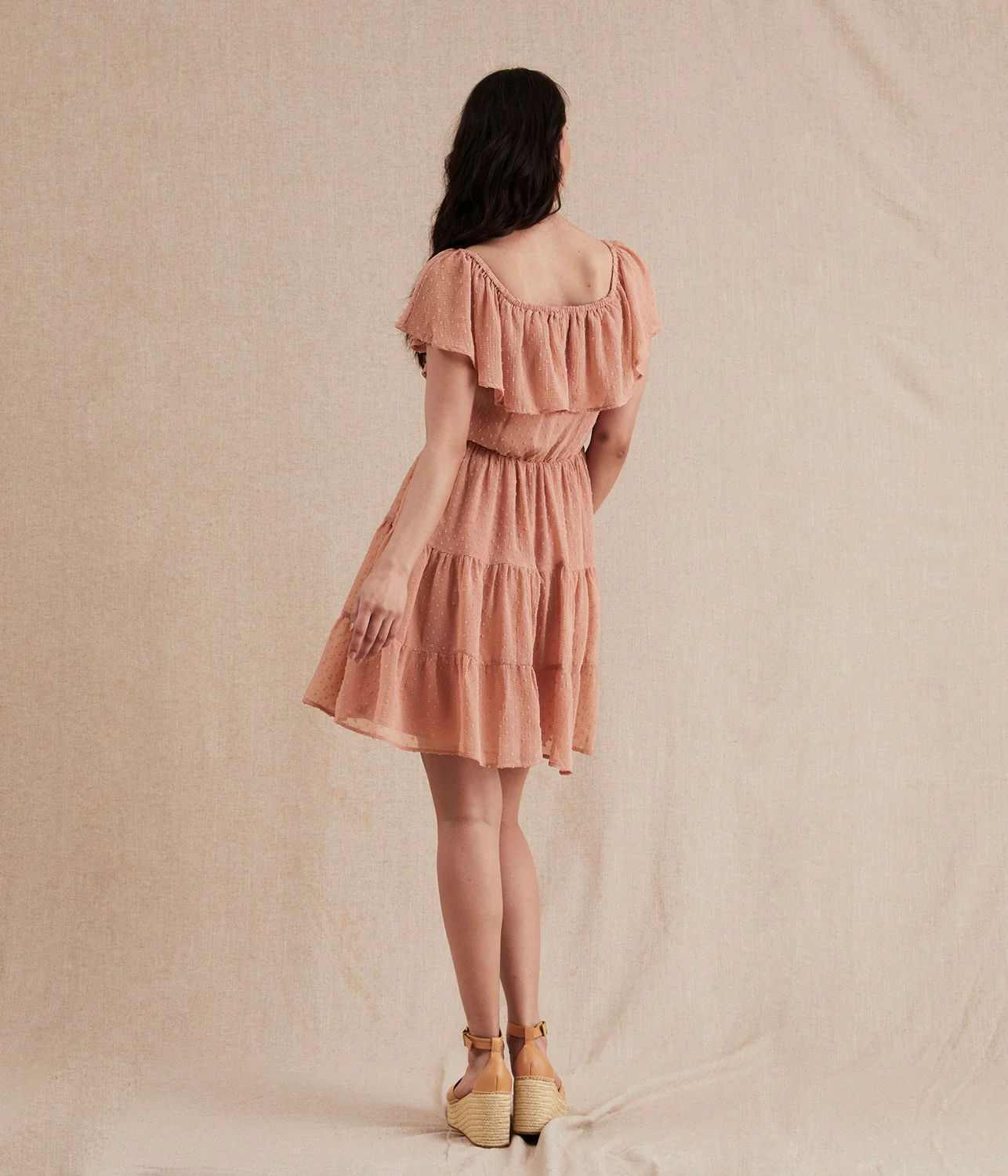 Womens pink chiffon dress - Image 3
