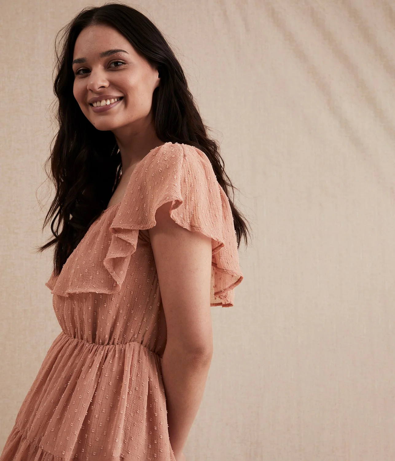 Womens pink chiffon dress - Image 5