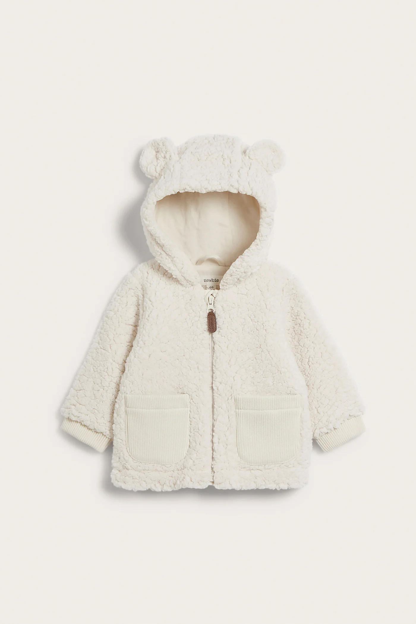 Baby white teddy jacket with hood - Image 2