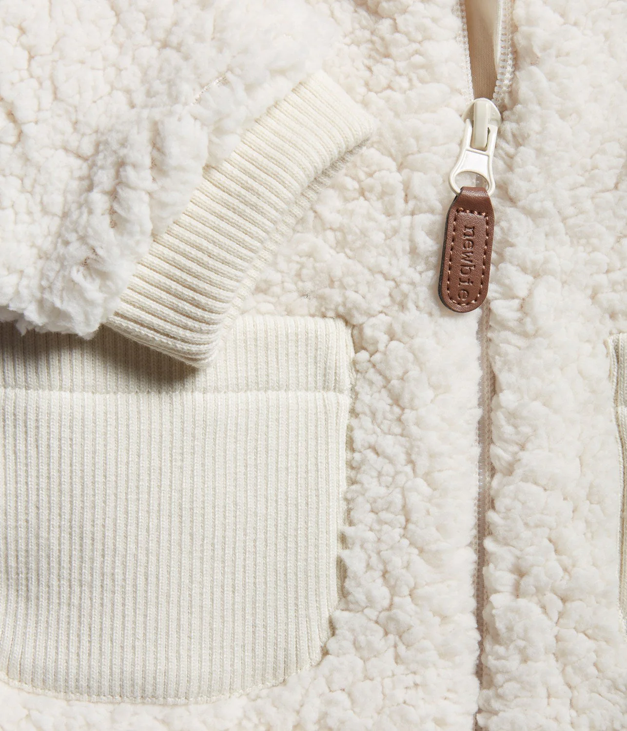 Baby white teddy jacket with hood - Image 3