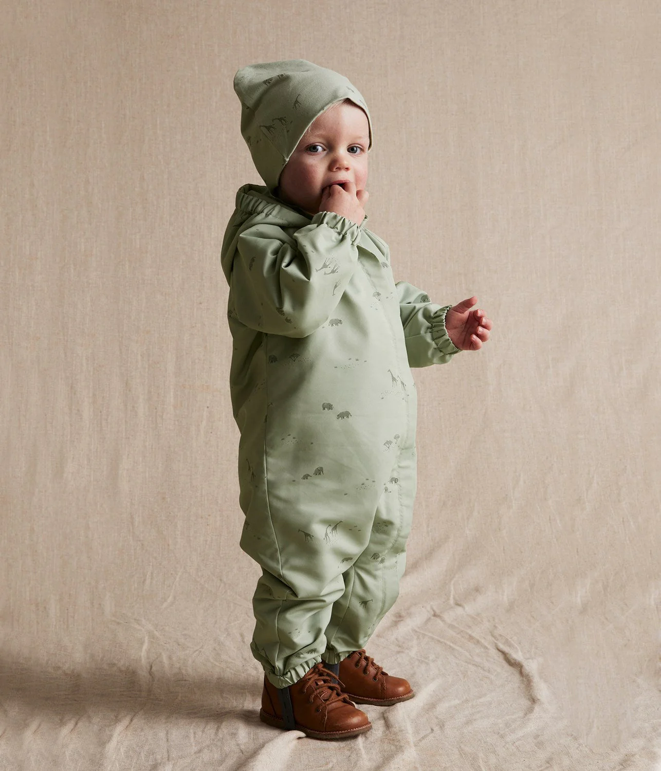 Baby green safari pattern overall - Image 4