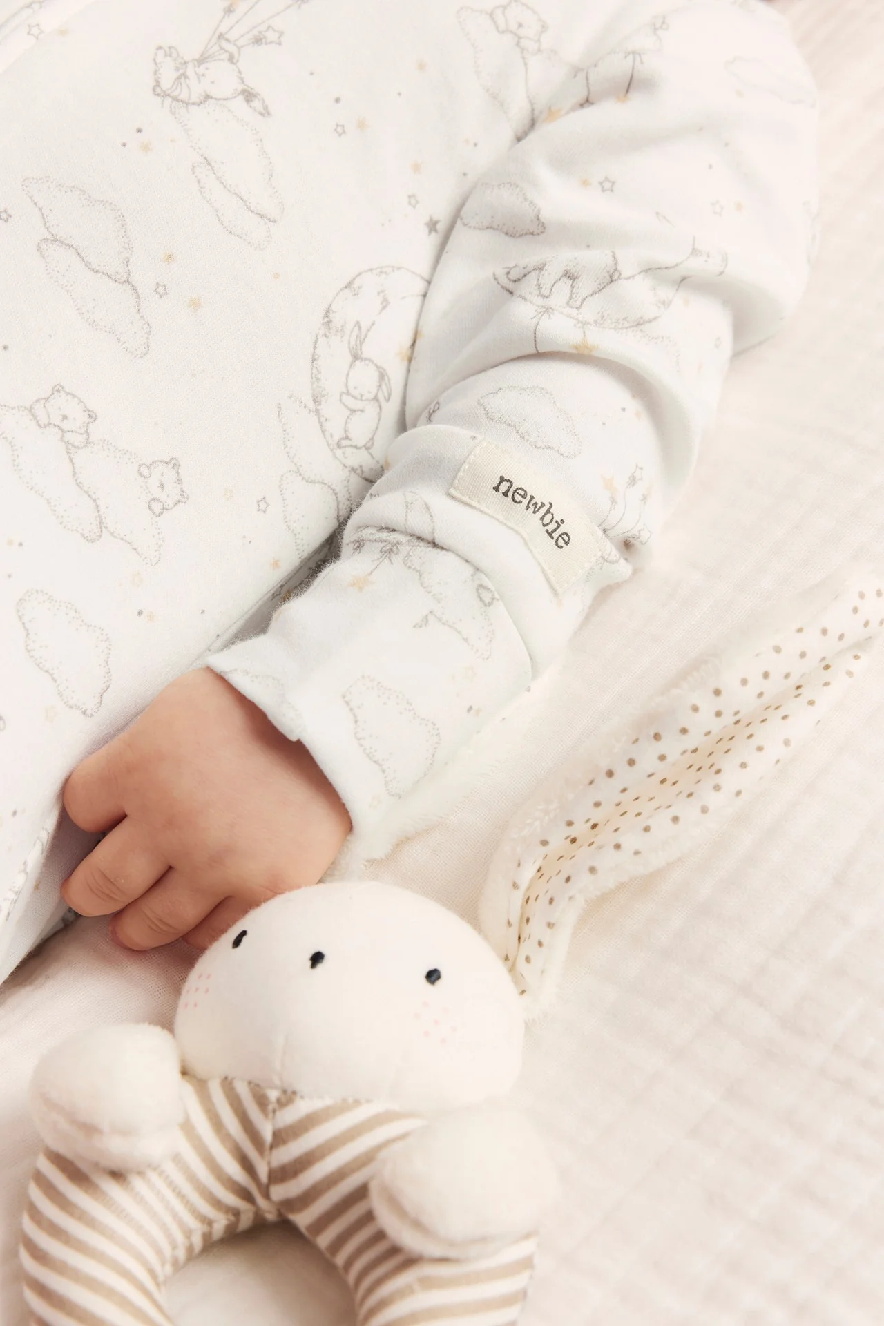 Baby white animal 2-way zip sleepsuit - Image 5