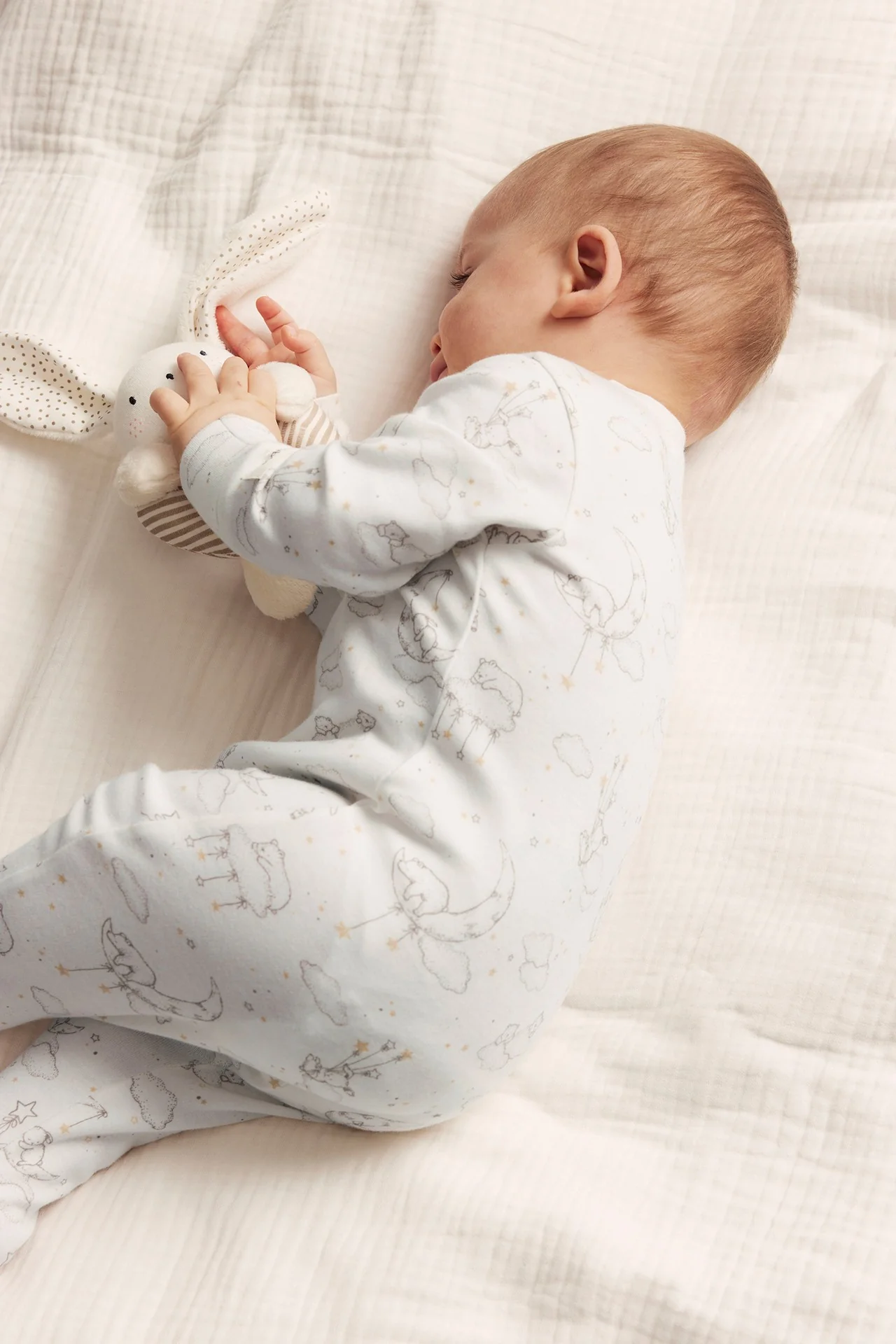 Baby white animal 2-way zip sleepsuit - Image 7