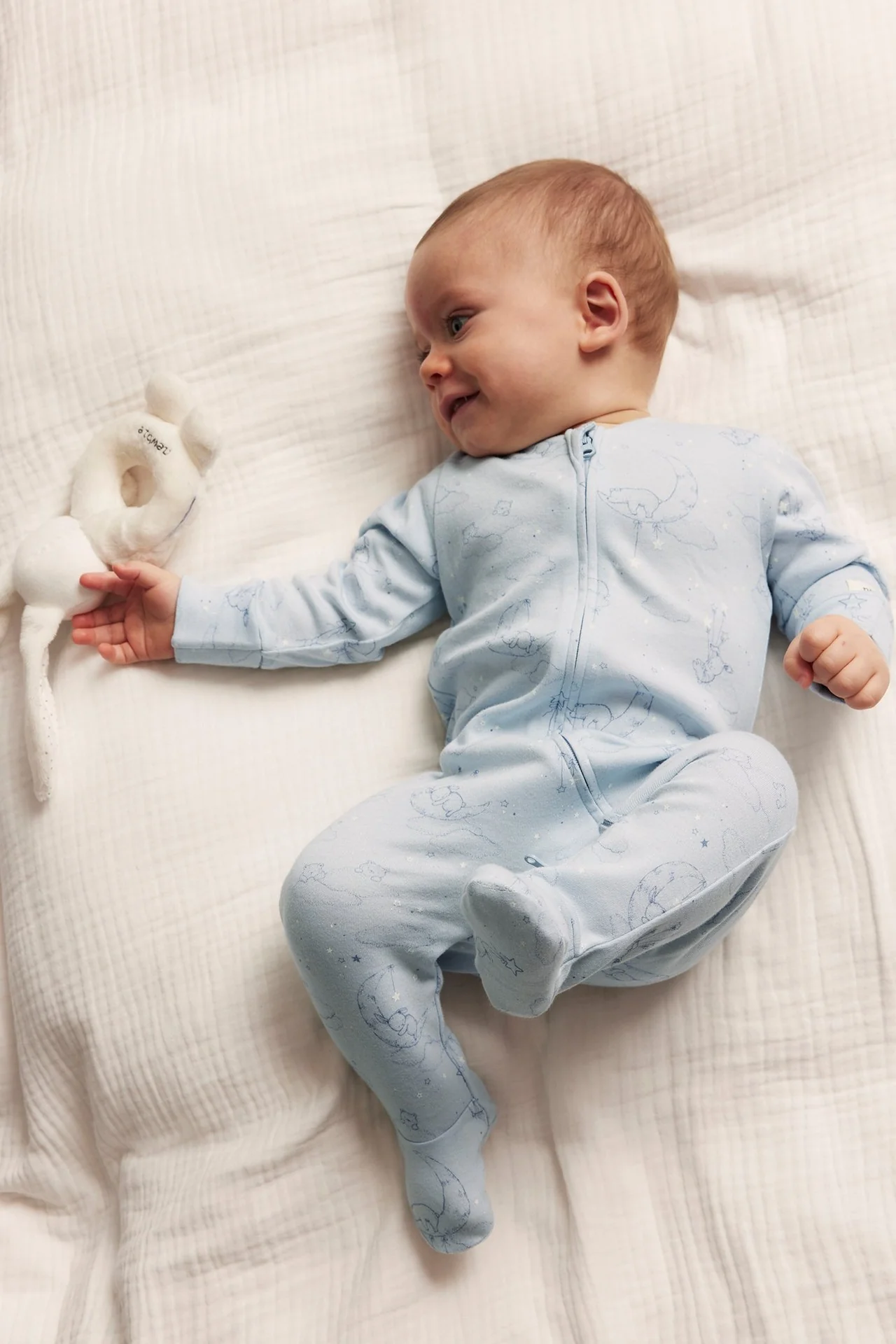Baby blue animal 2-way zip sleepsuit - Image 3