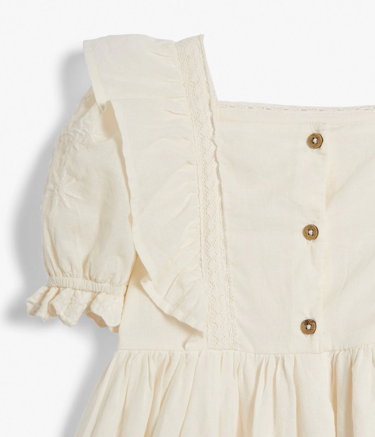 Kids white woven embroidery dress - Image 6