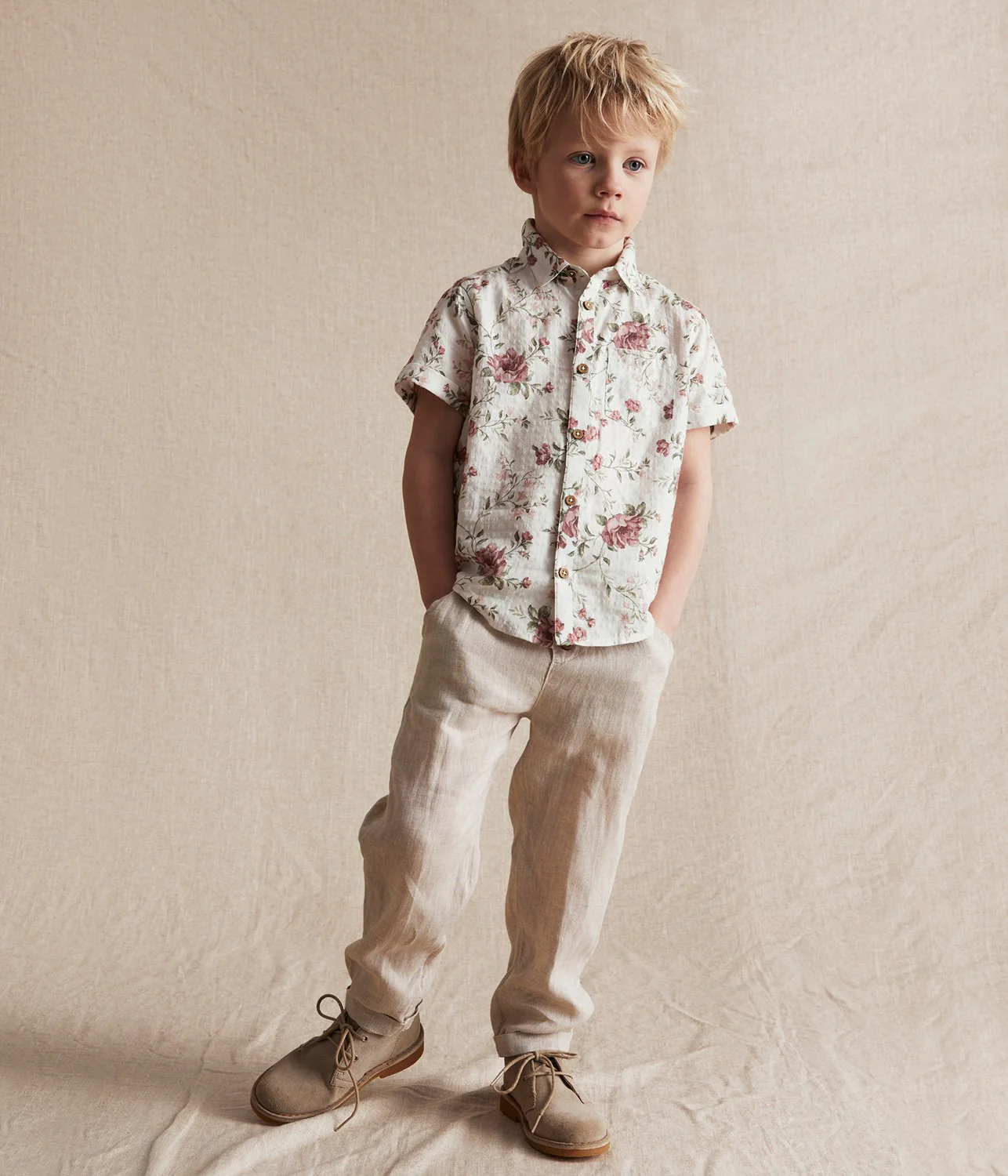 Kids white floral short-sleeved shirt - Image 3