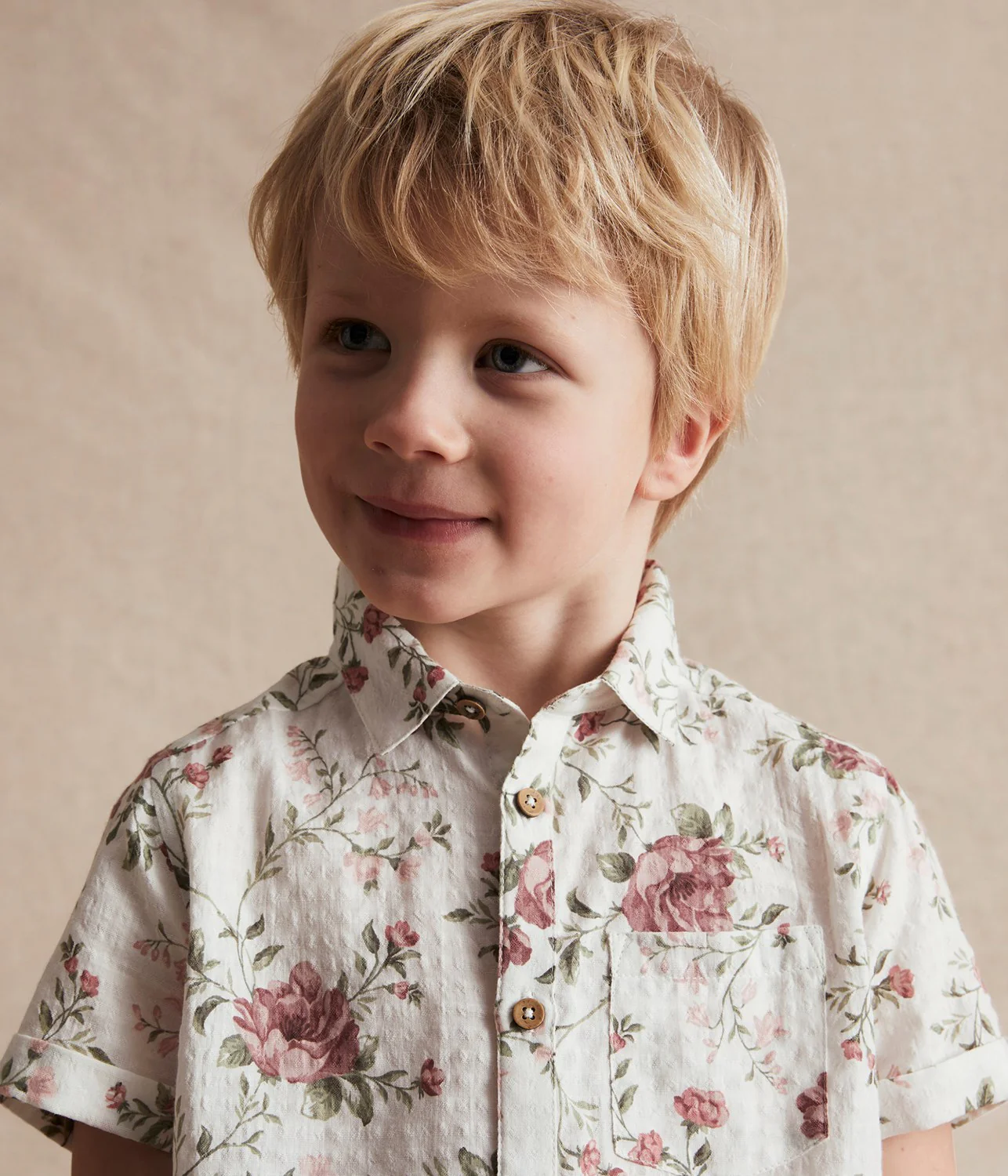 Kids white floral short-sleeved shirt - Image 5
