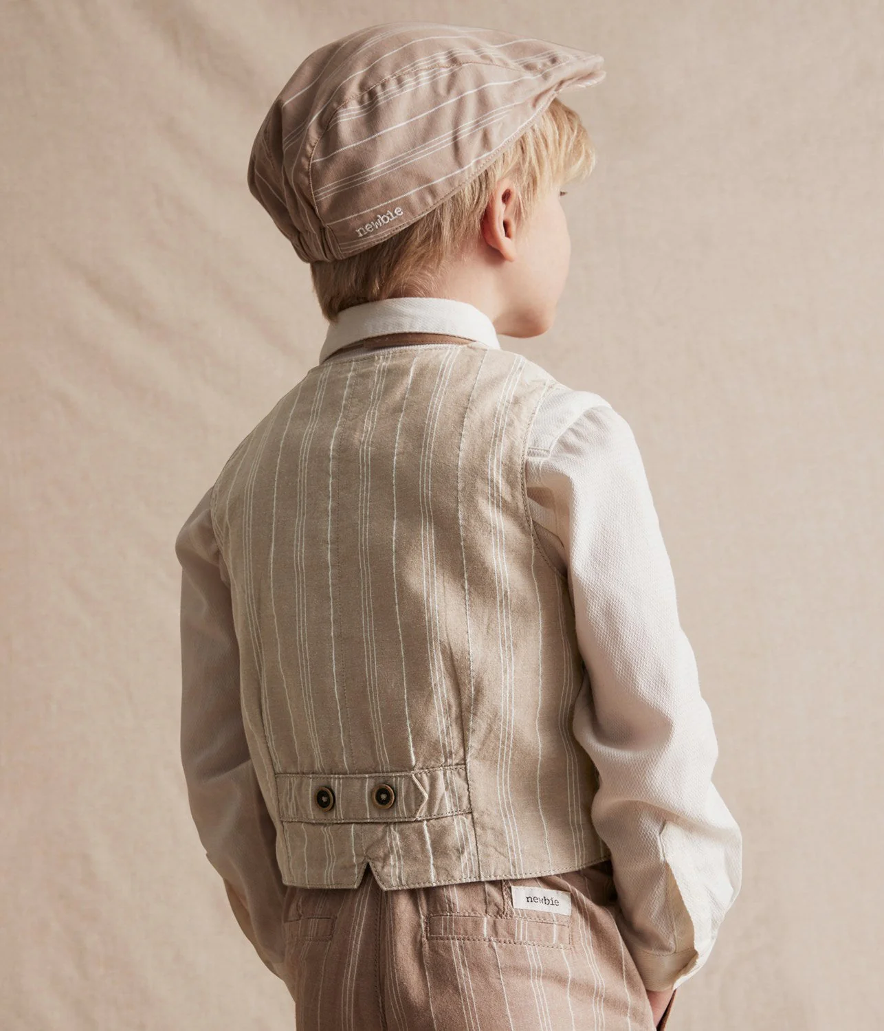 Kids beige striped suit vest - Image 4
