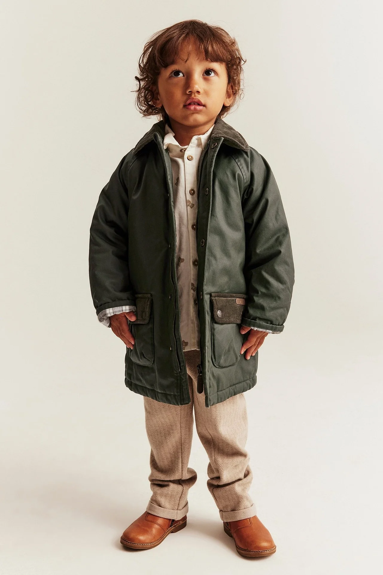 Kids green waxed jacket - Image 3