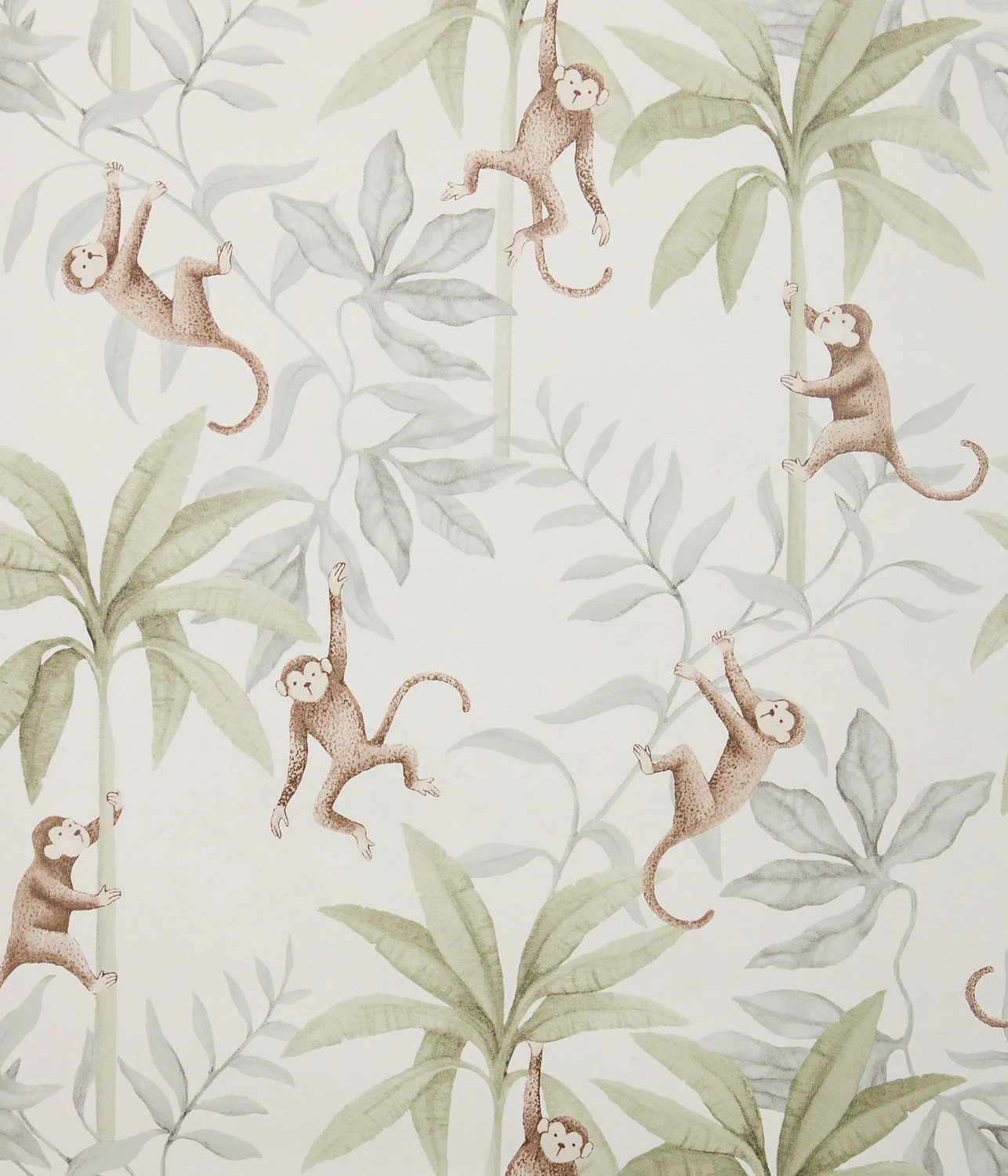 Jungle Friends white monkey wallpaper - Image 3