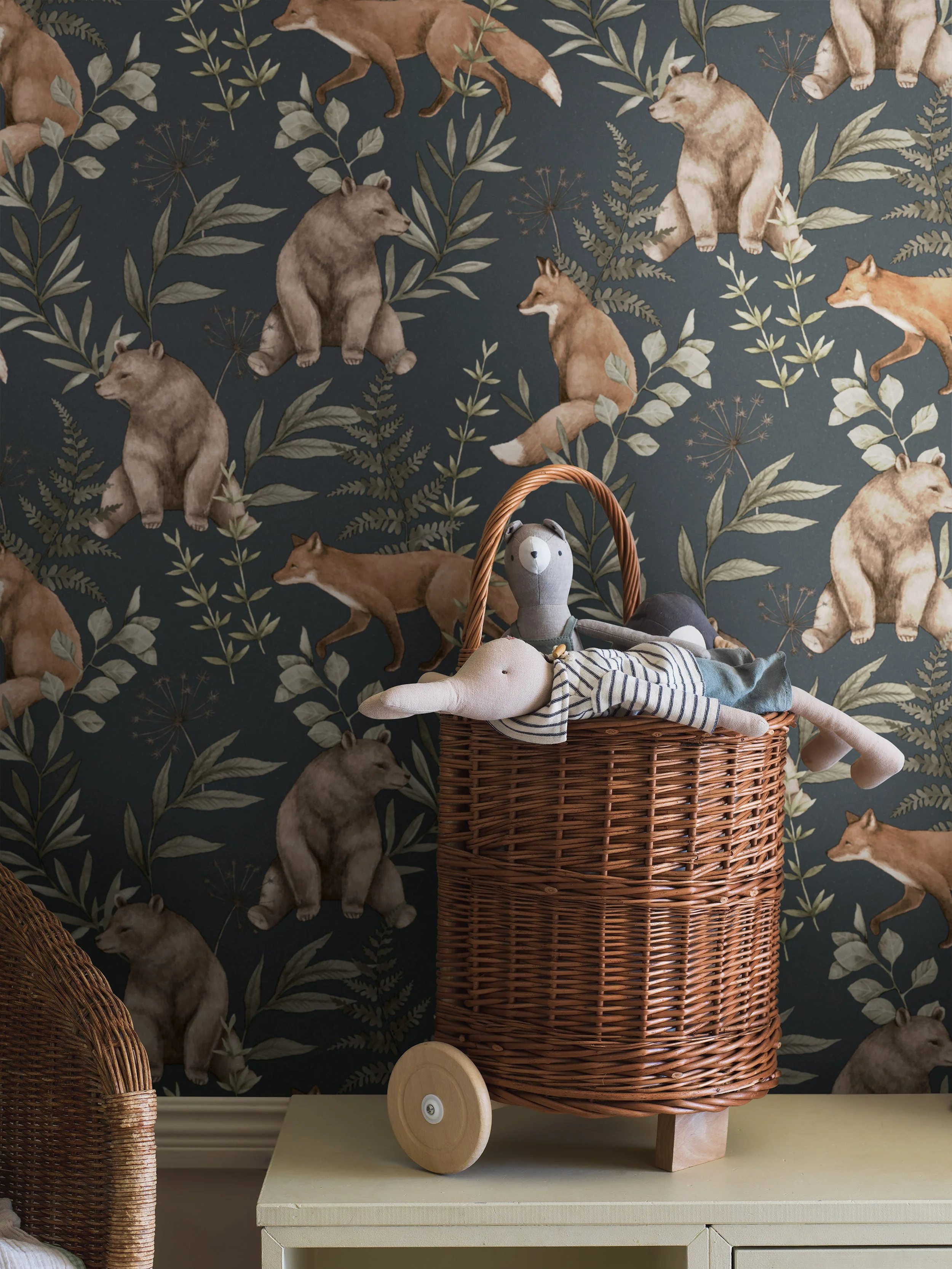 Wild Forest blue fox & bear wallpaper - Image 4