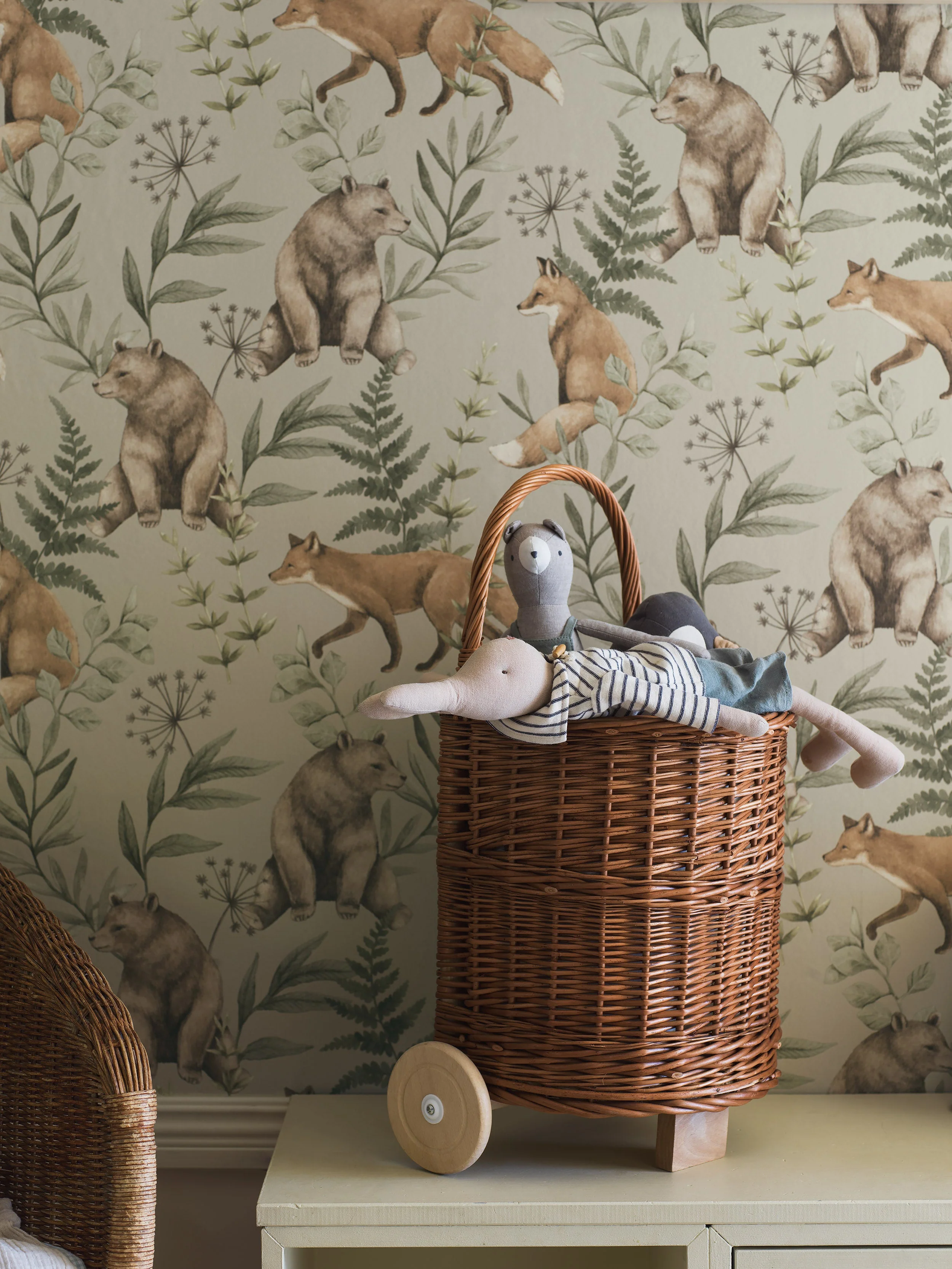 Wild Forest beige fox & bear wallpaper - Image 5