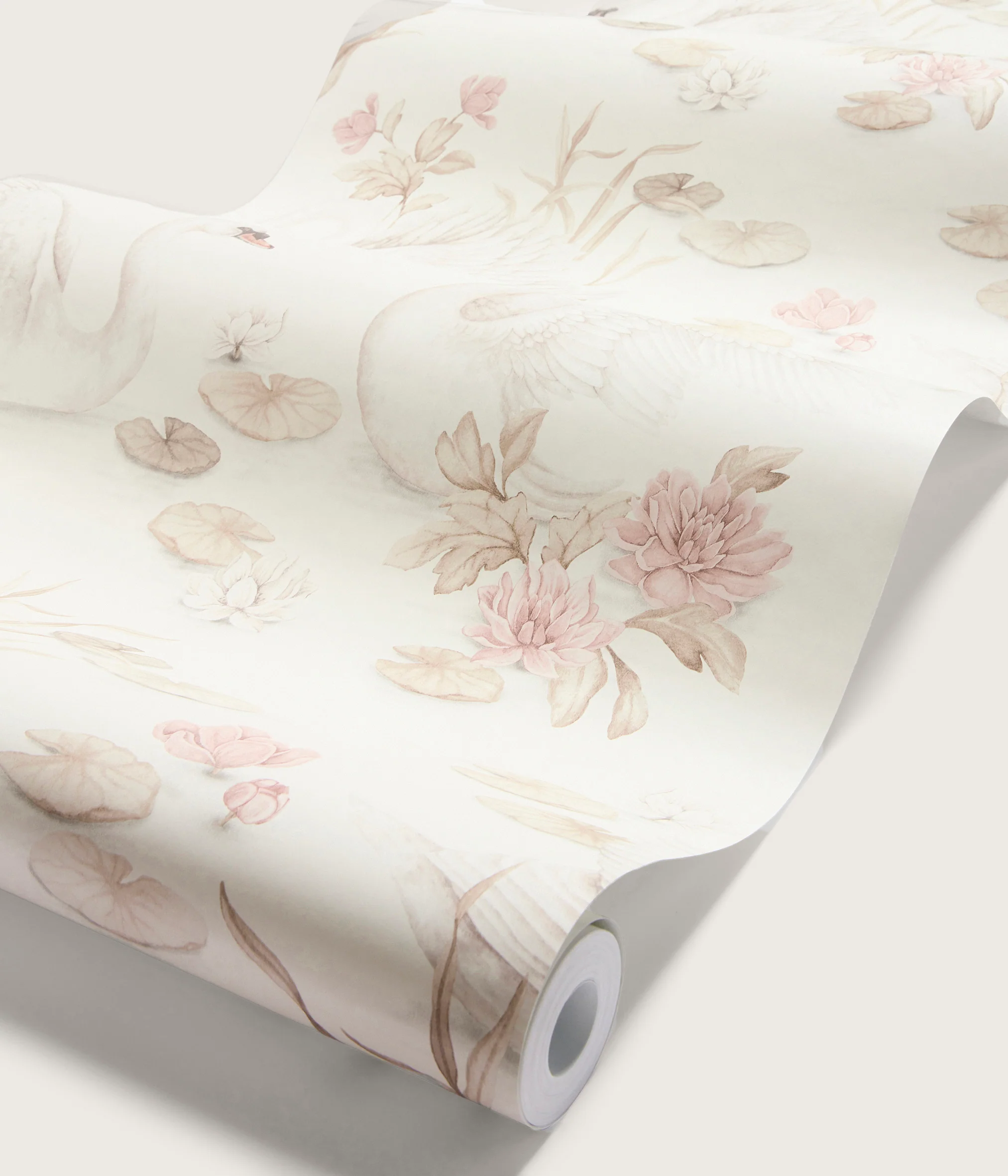 Lily swan beige wallpaper
