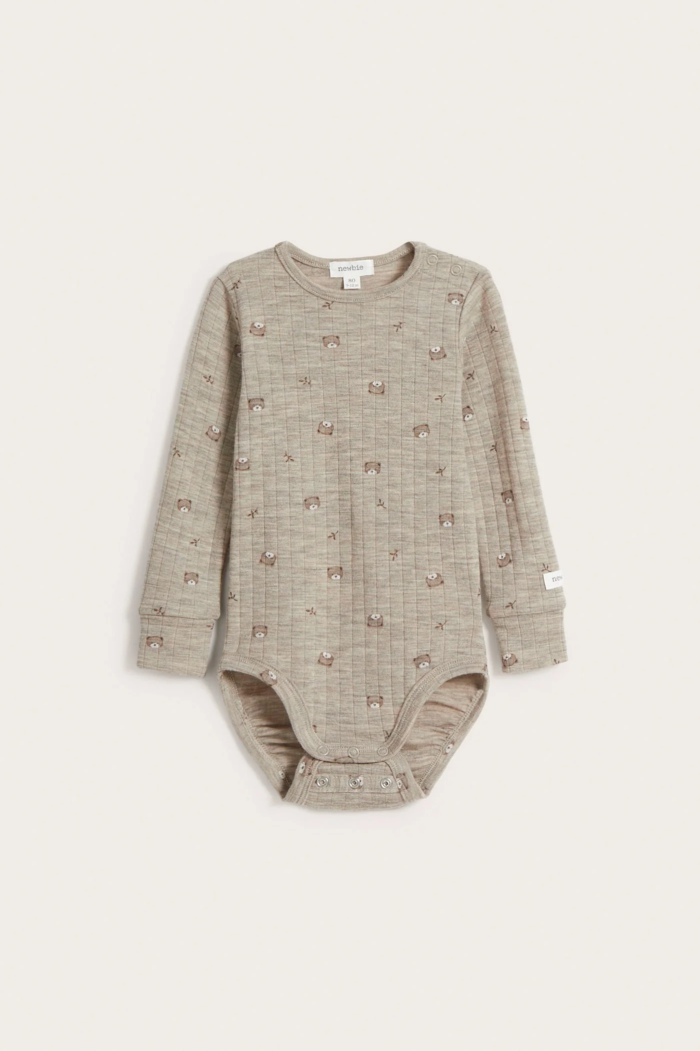 Baby beige wool teddy bear bodysuit - Image 3