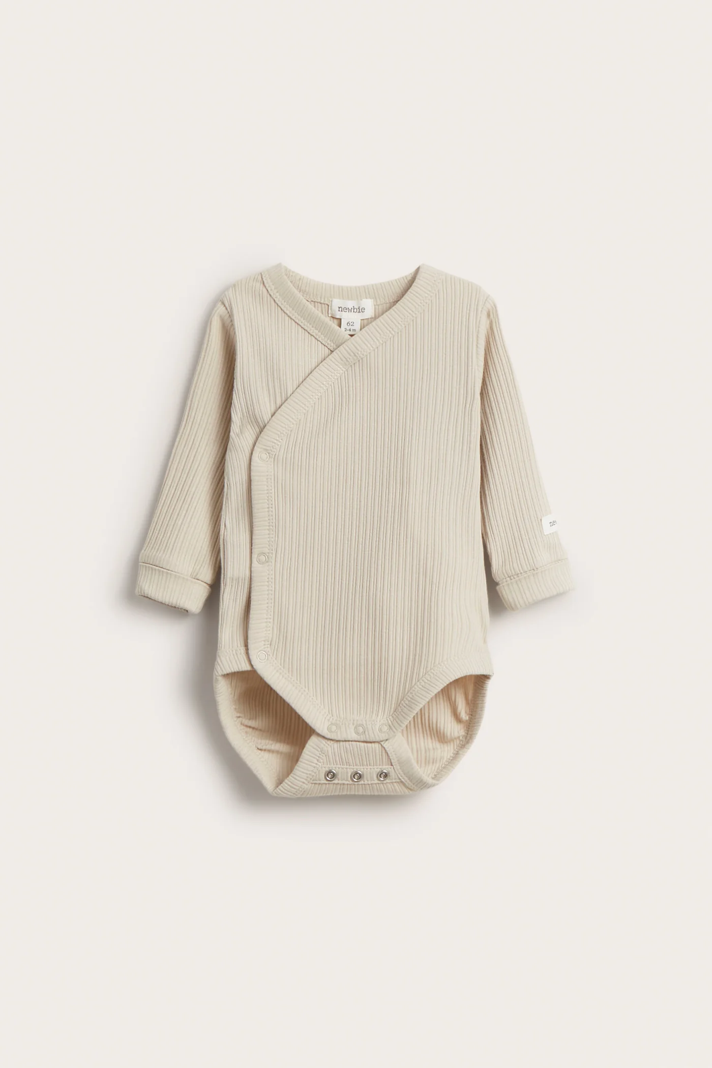 Baby beige ribbed bodysuit with extender - Image 2