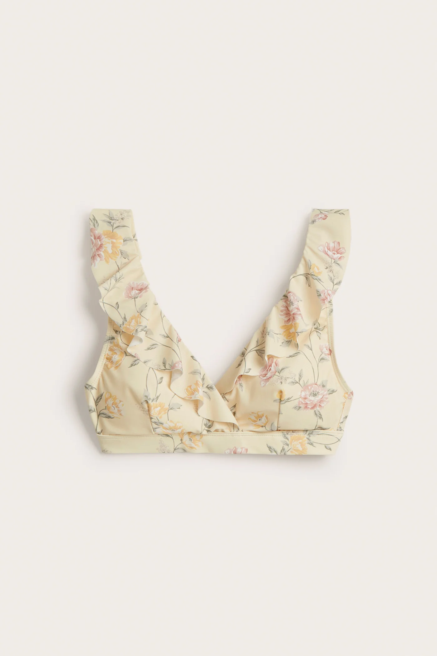 Women's yellow floral bikini top