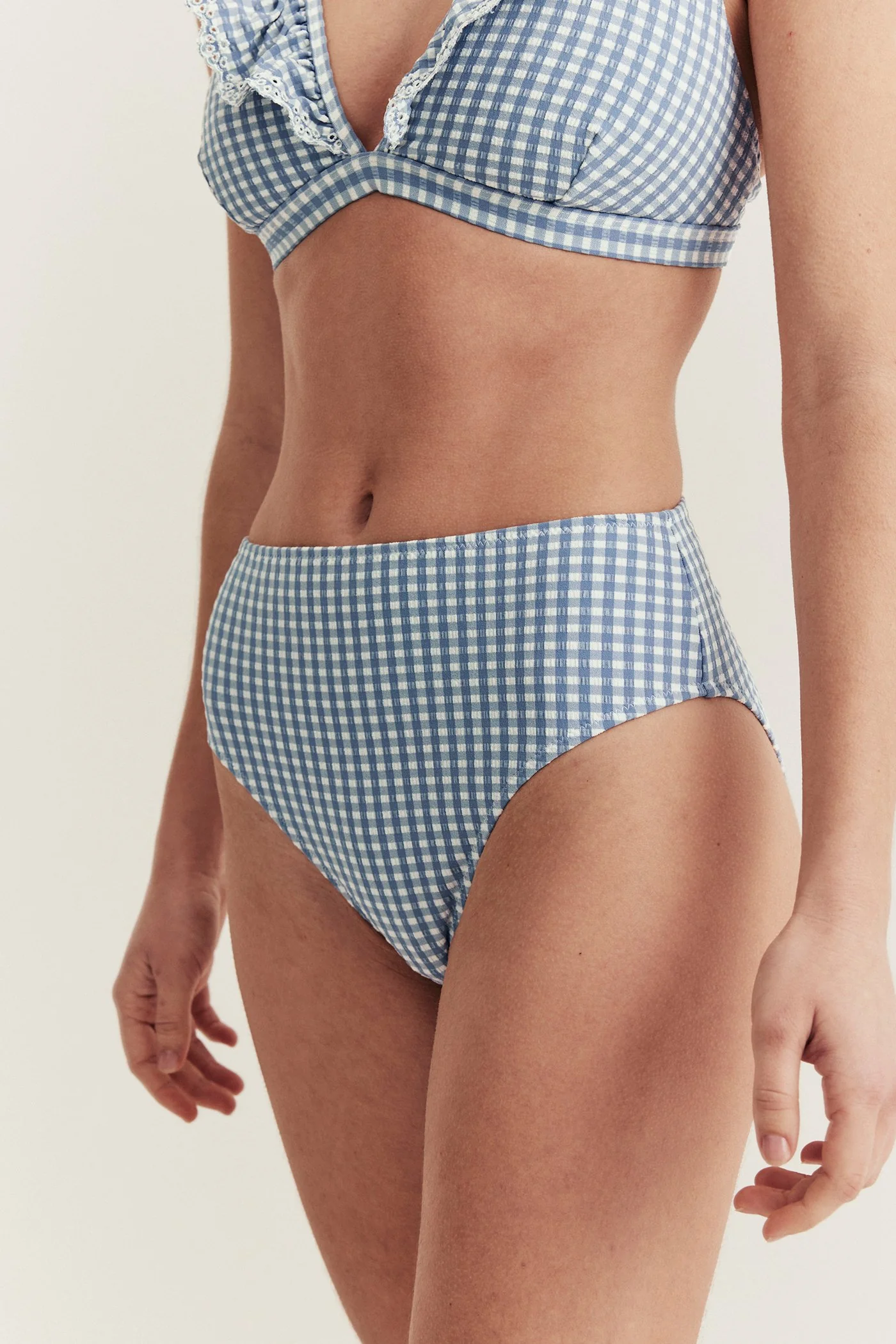 Women's blue checked bikini briefs - Image 3