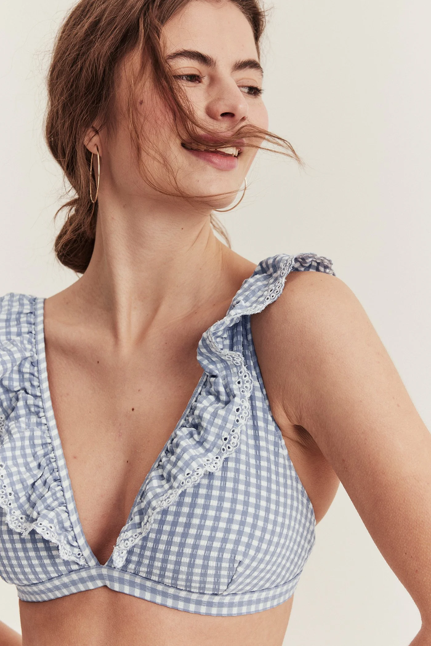 Women's blue checked bikini top - Image 4