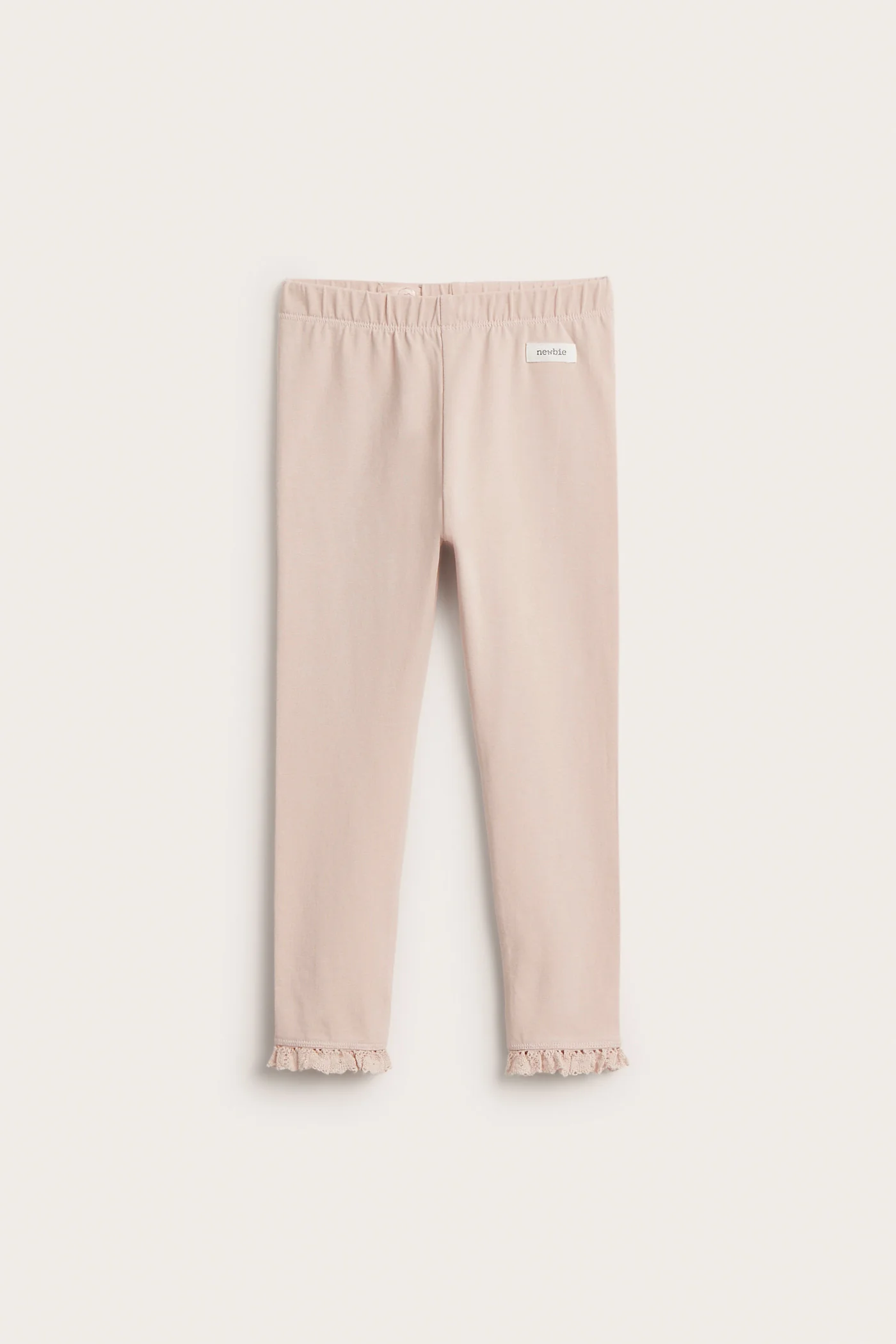 Kids' pink basic leggings with lace - Image 2