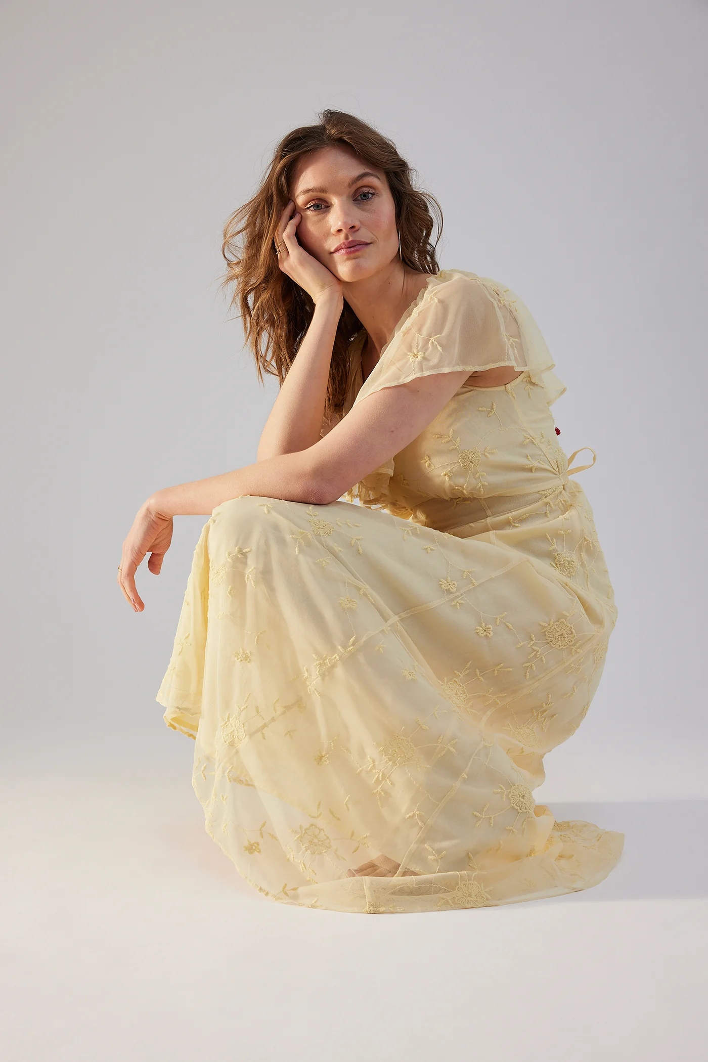 Women's yellow embroidery dress - Image 5