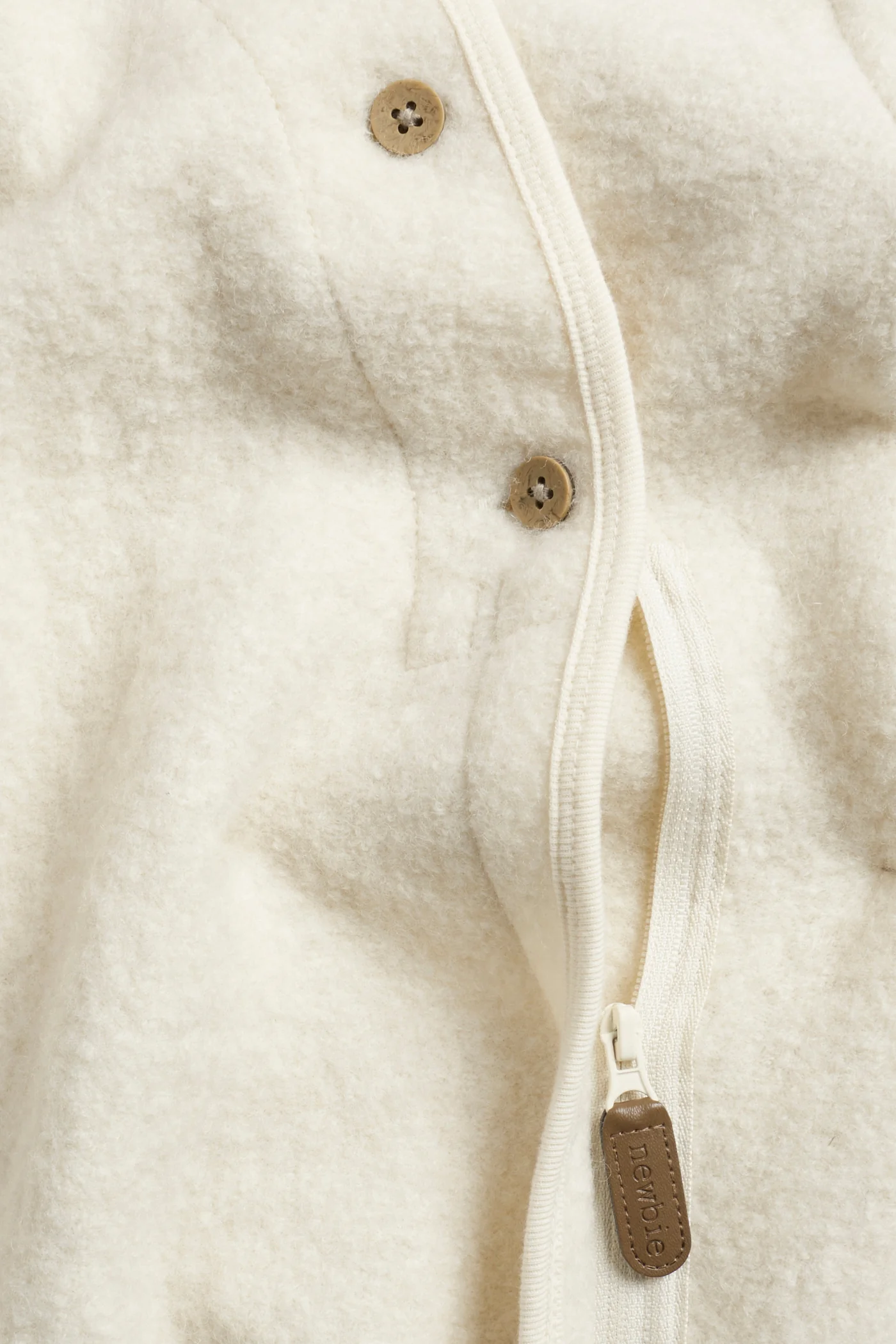 Baby beige wool coverall with hood ears - Image 2