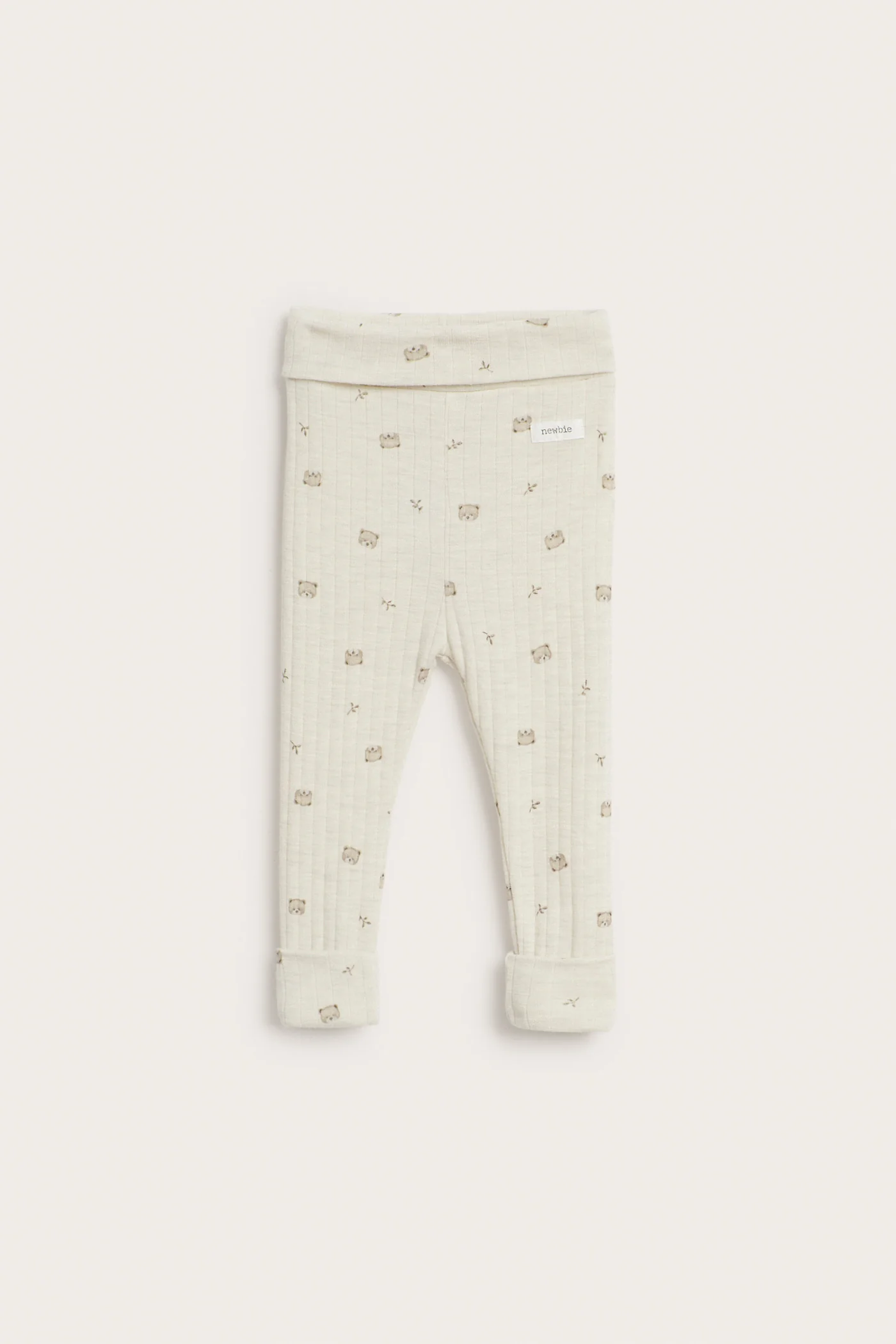 Baby beige wool teddy bear leggings