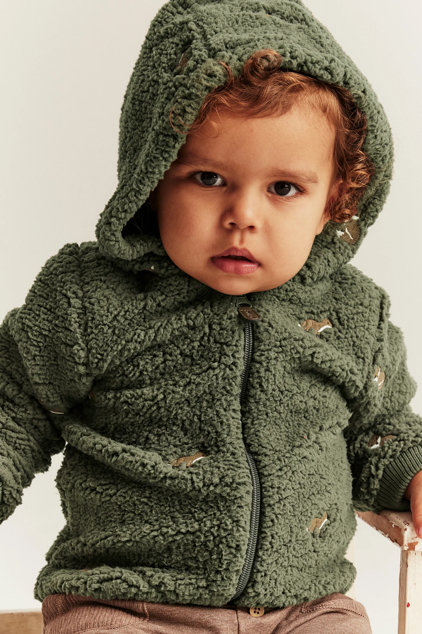 Baby green fox pile jacket - Image 3