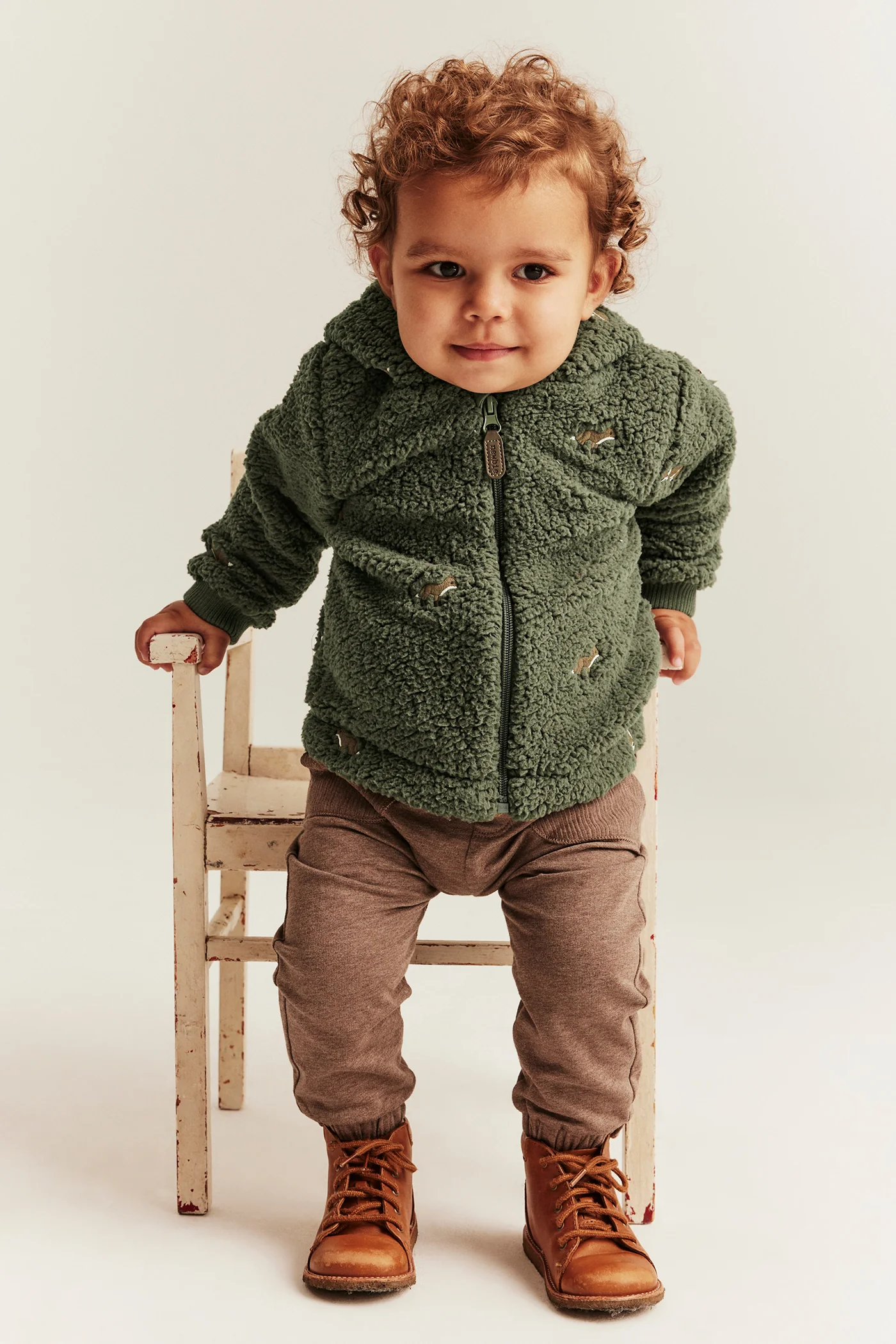 Baby green fox pile jacket - Image 4