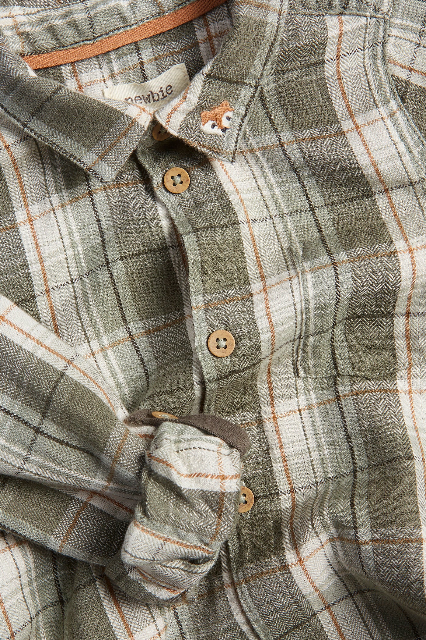 Baby green checked shirt bodysuit - Image 4