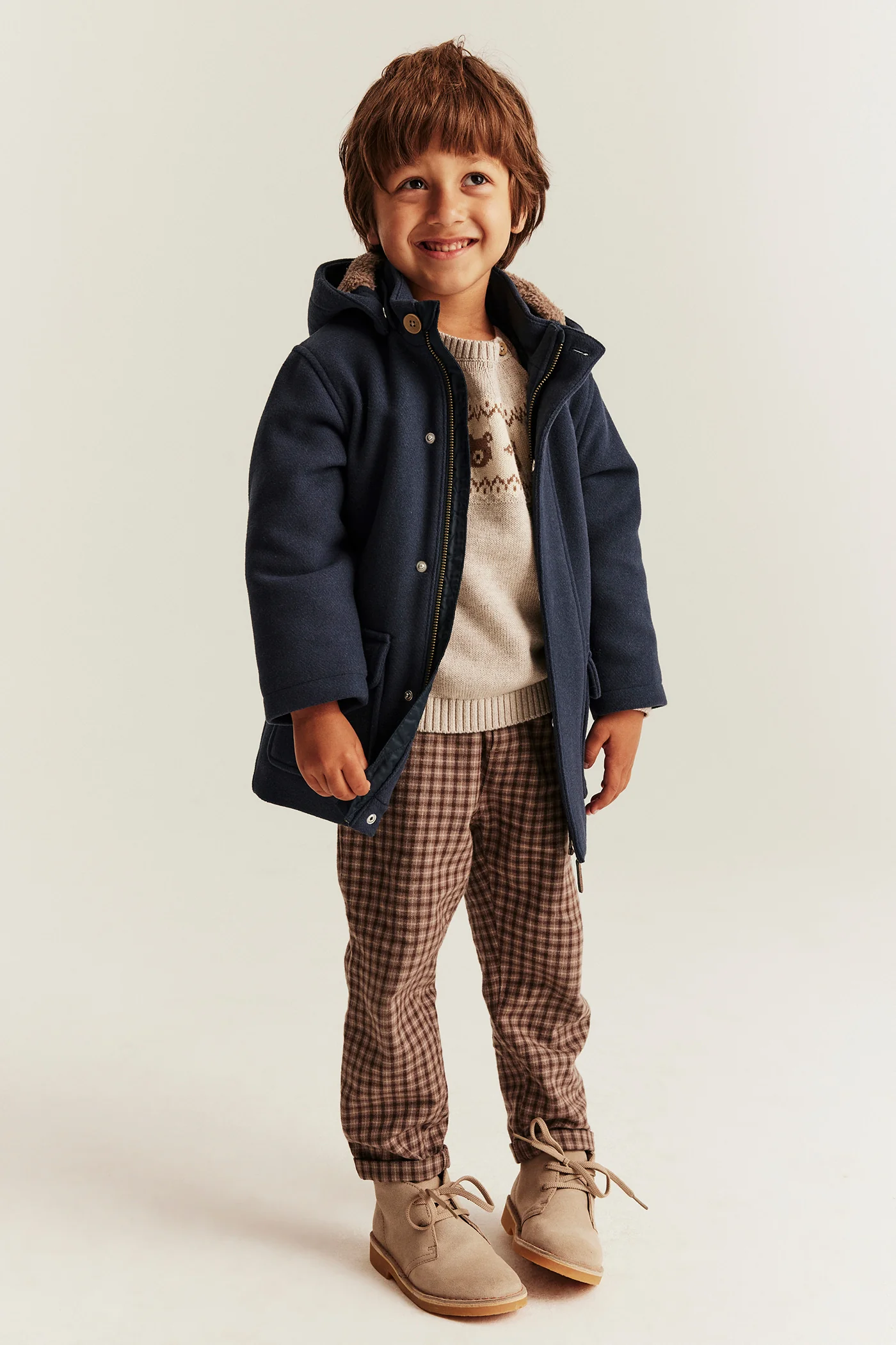 Kids' blue coat with detachable hood - Image 4