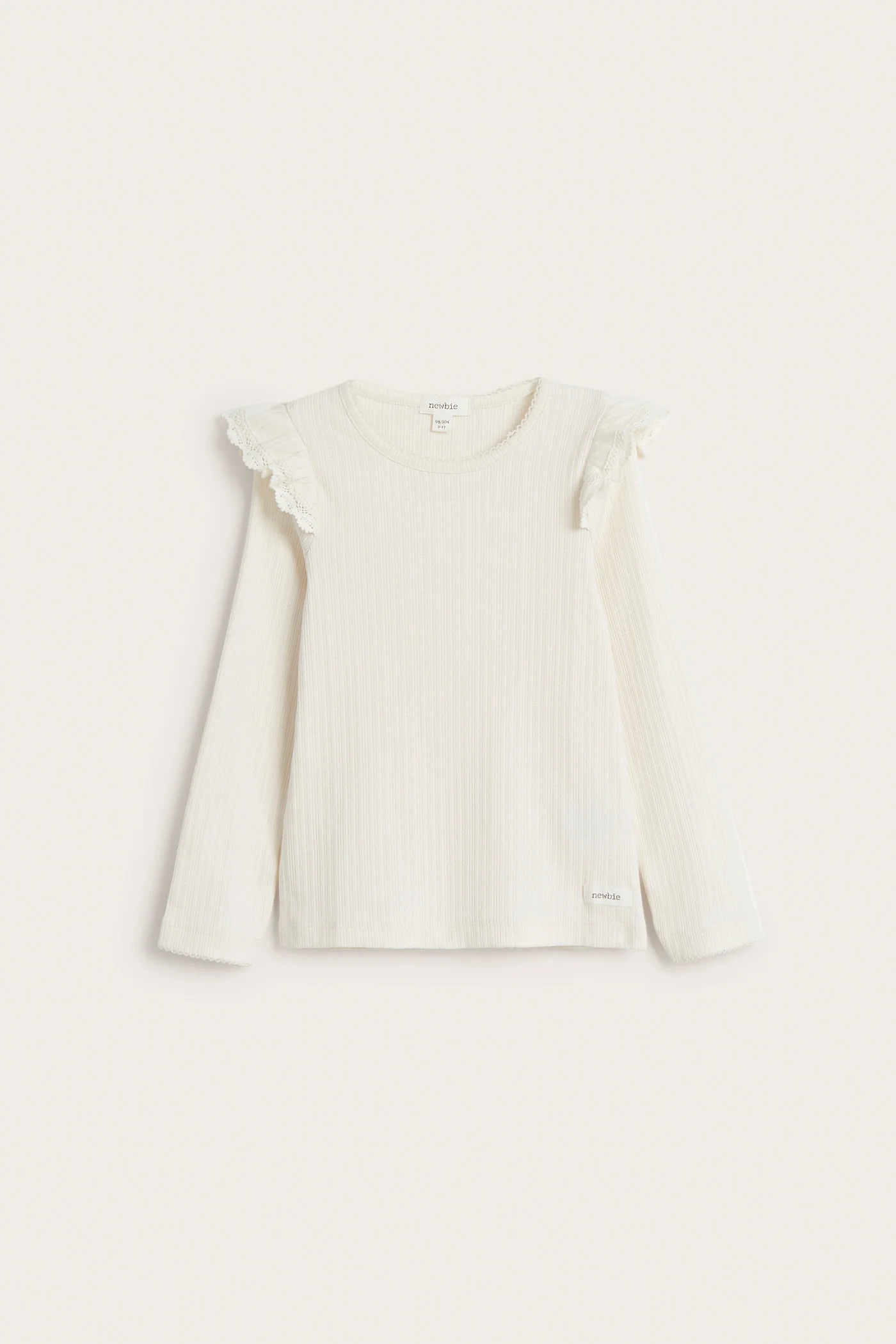Kids white ribbed top with frills - Image 2