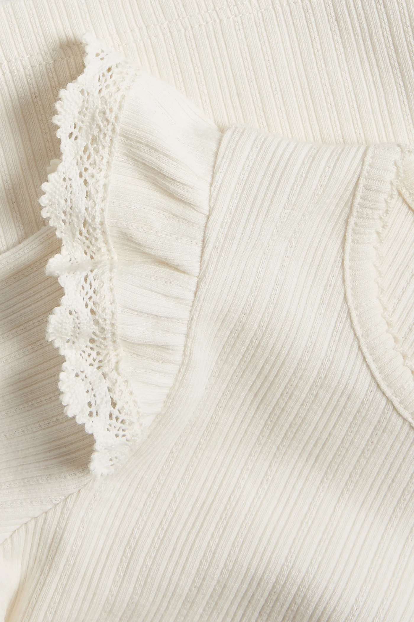 Kids white ribbed top with frills - Image 3