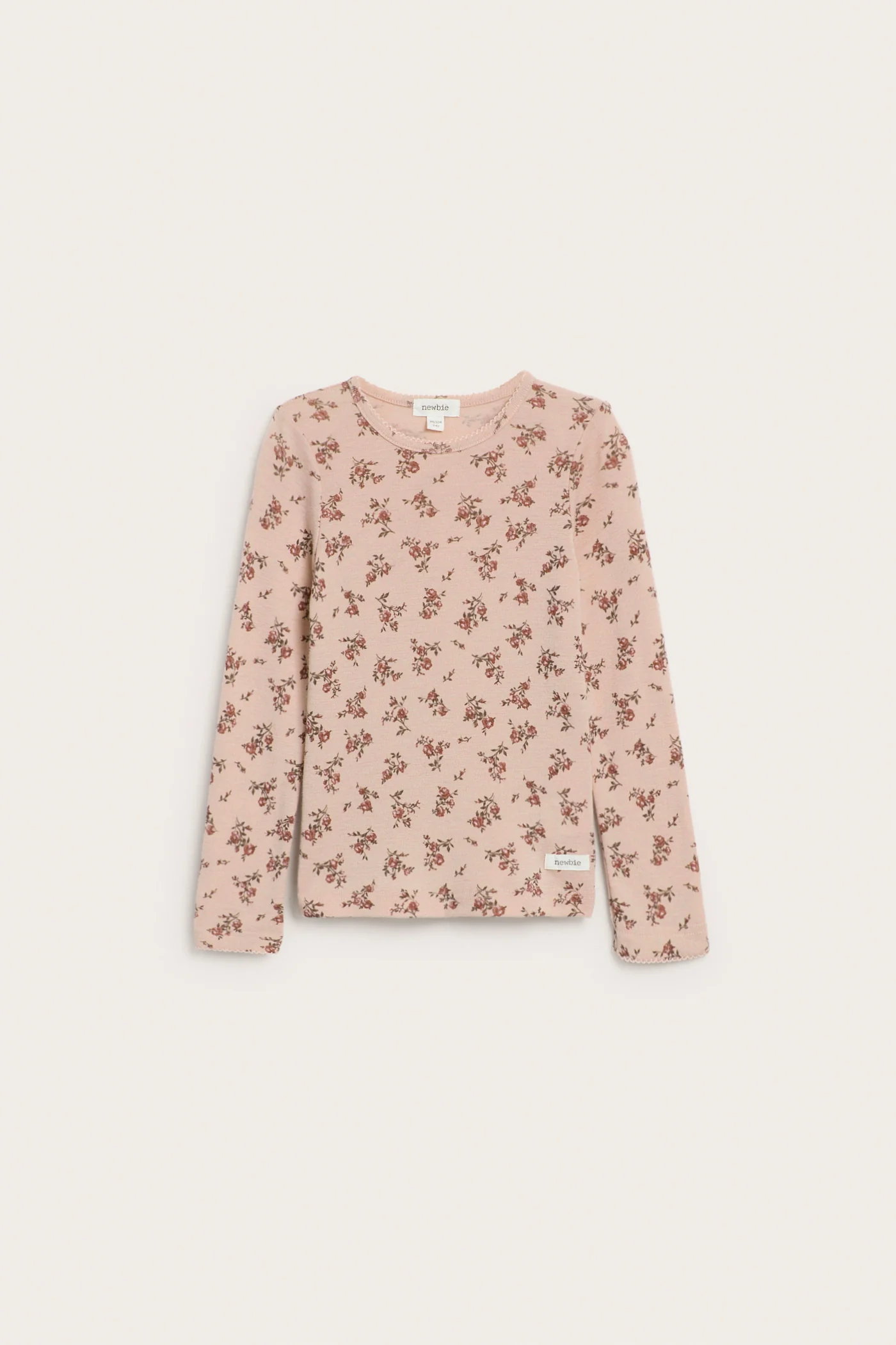 Kids pink floral merino wool top