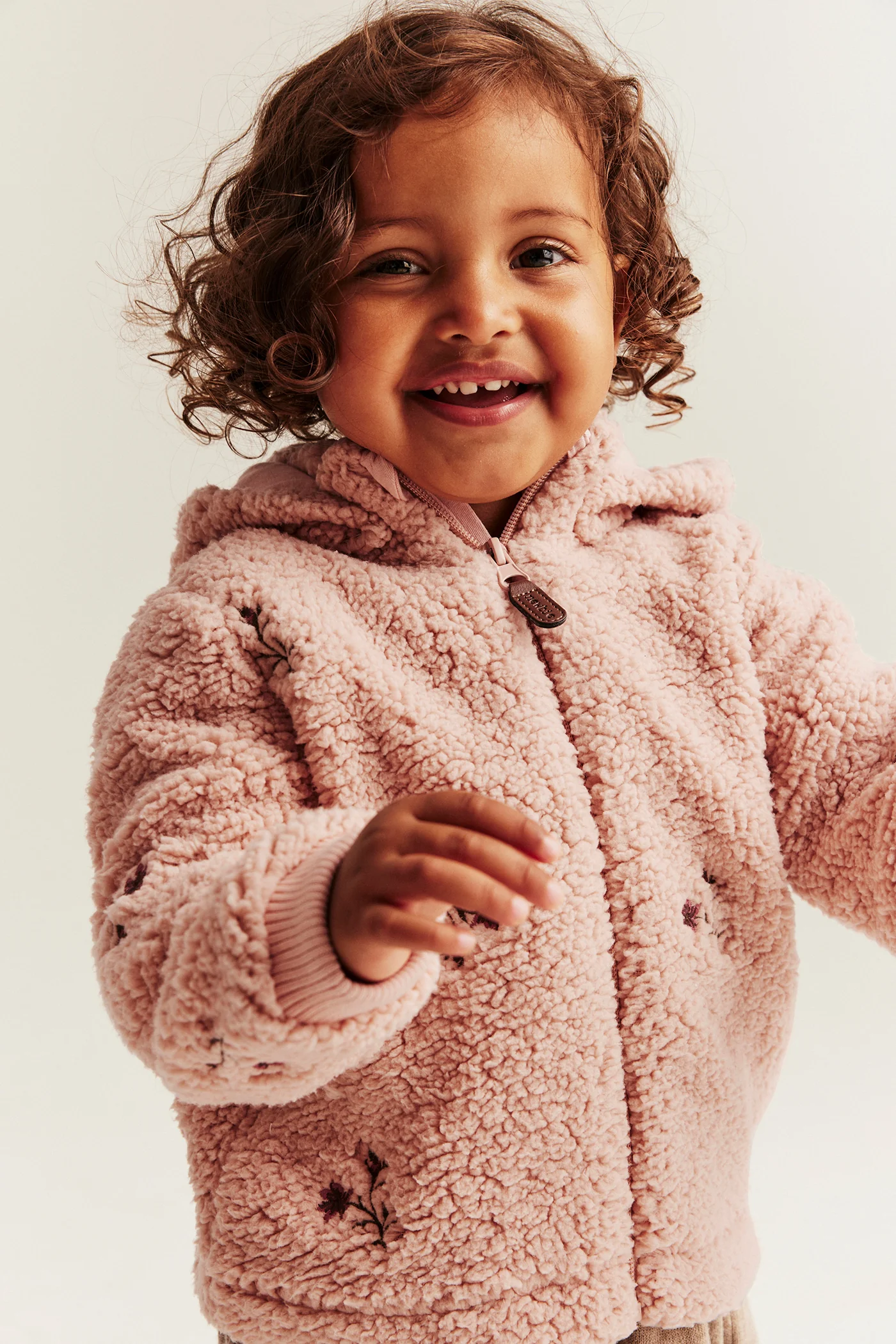 Baby pink floral pile jacket - Image 3
