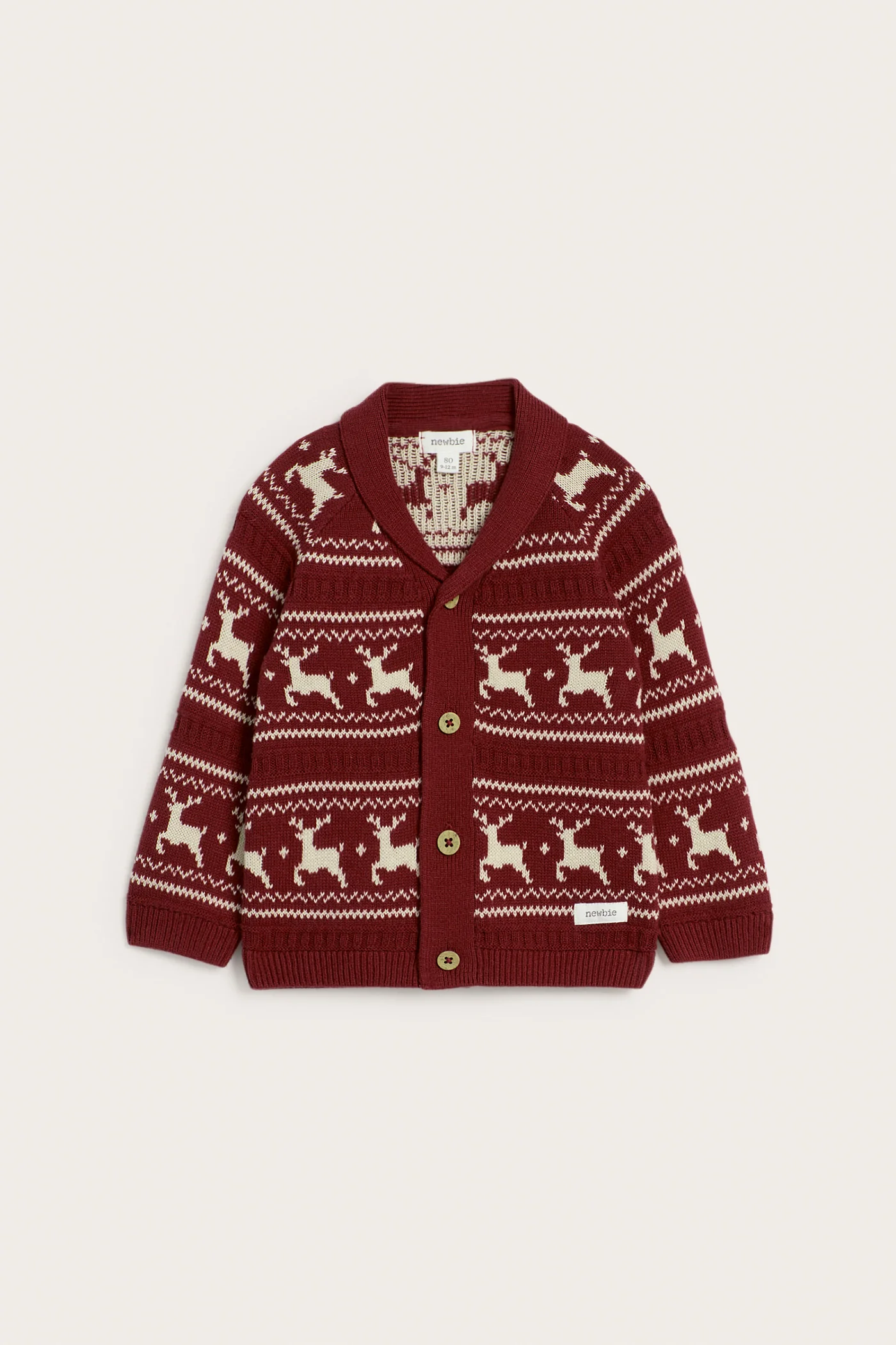 Baby red jacquard knitted cardigan