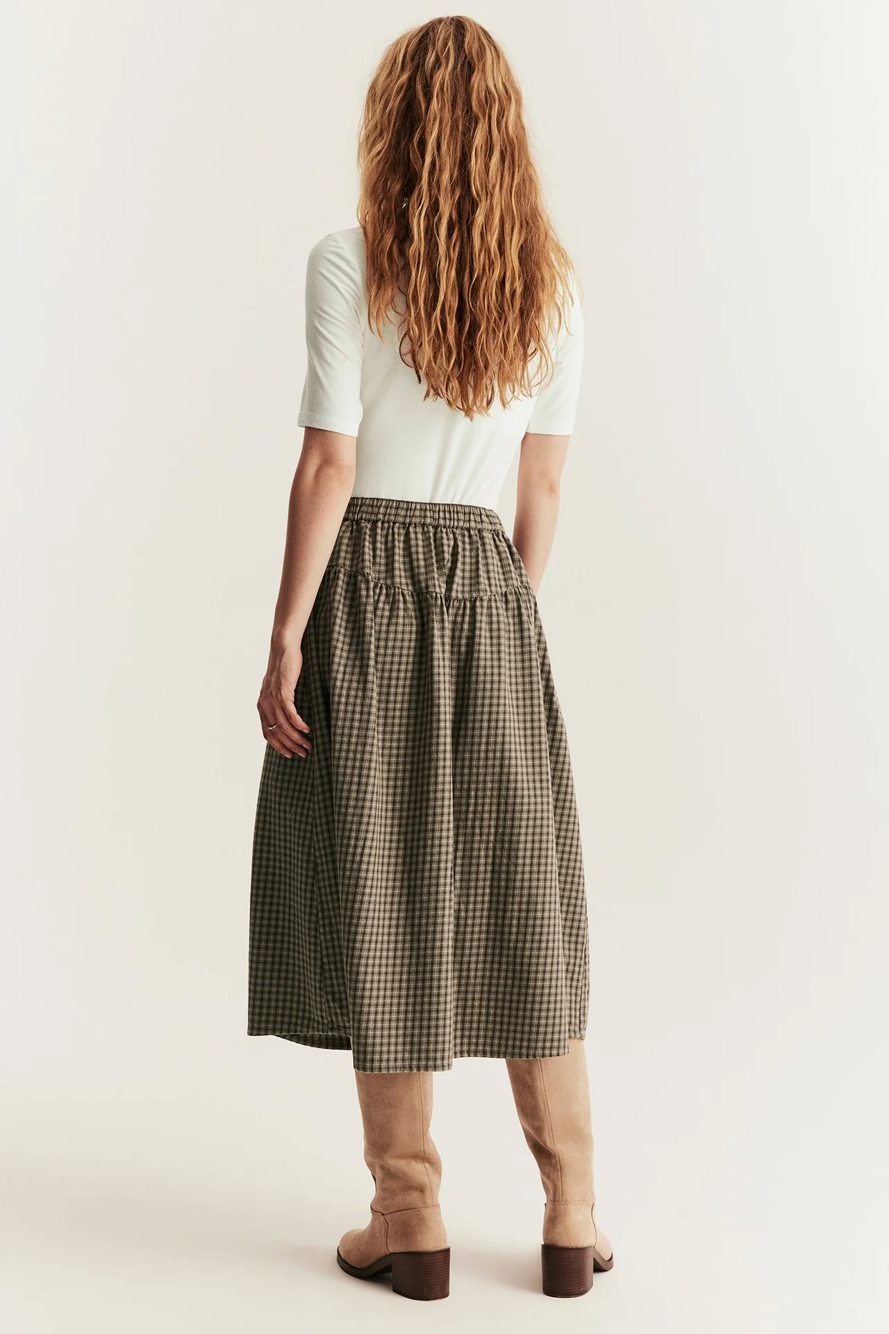 Women's brown checked skirt - Image 7