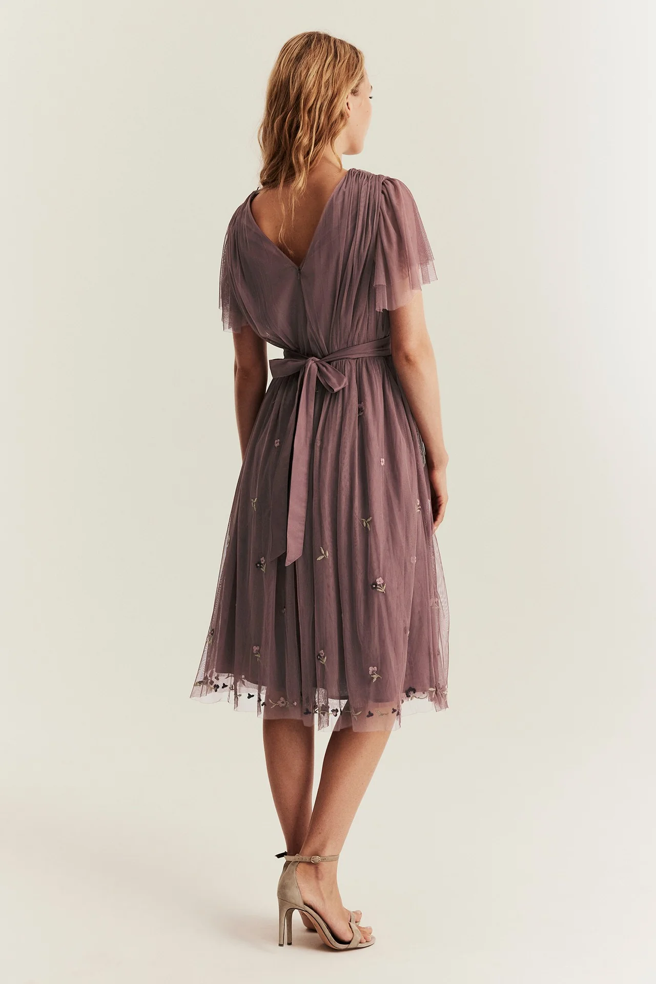 Women's pink floral mesh dress with embroidery - Image 5