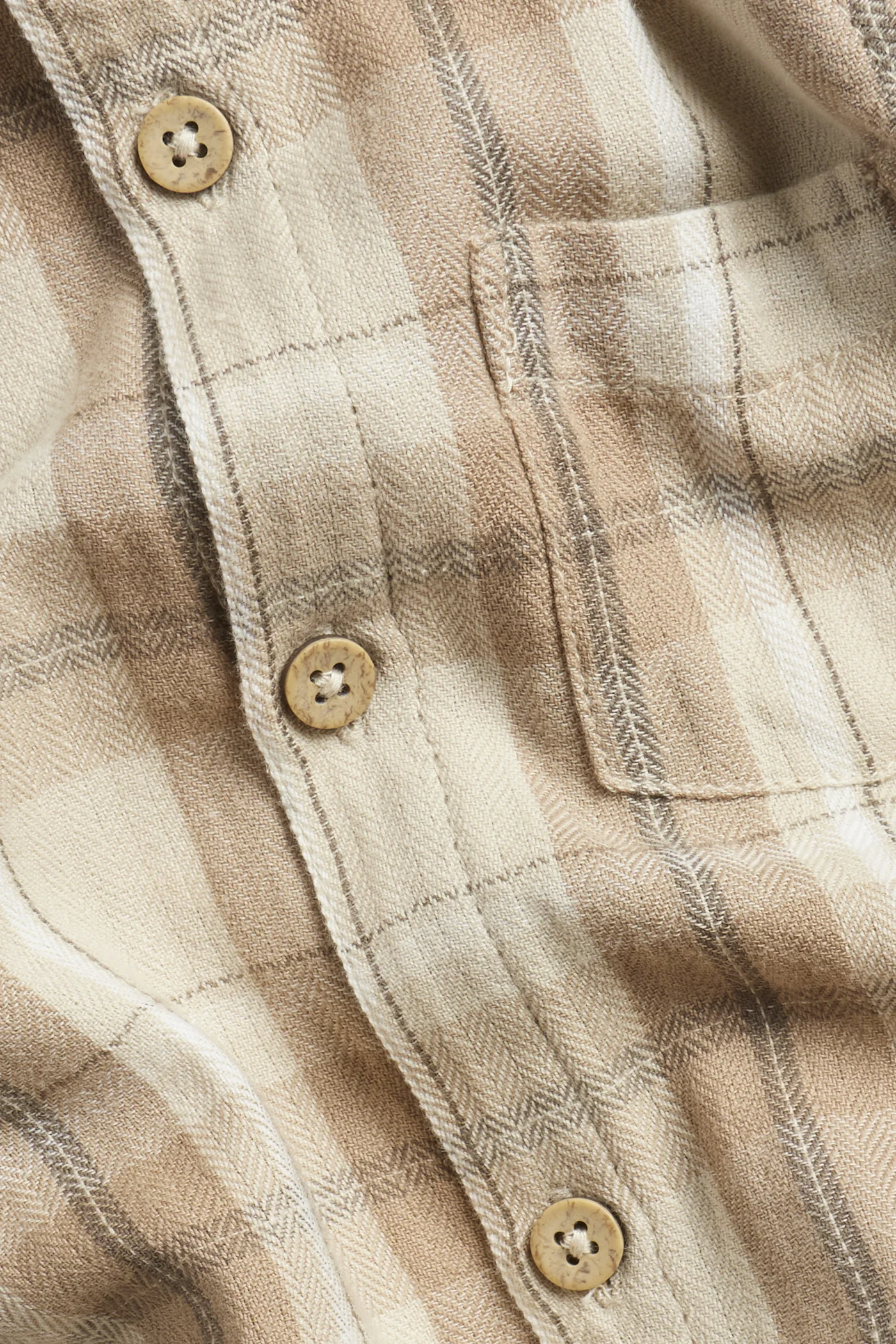 Baby beige checked mandarin shirtbody - Image 2