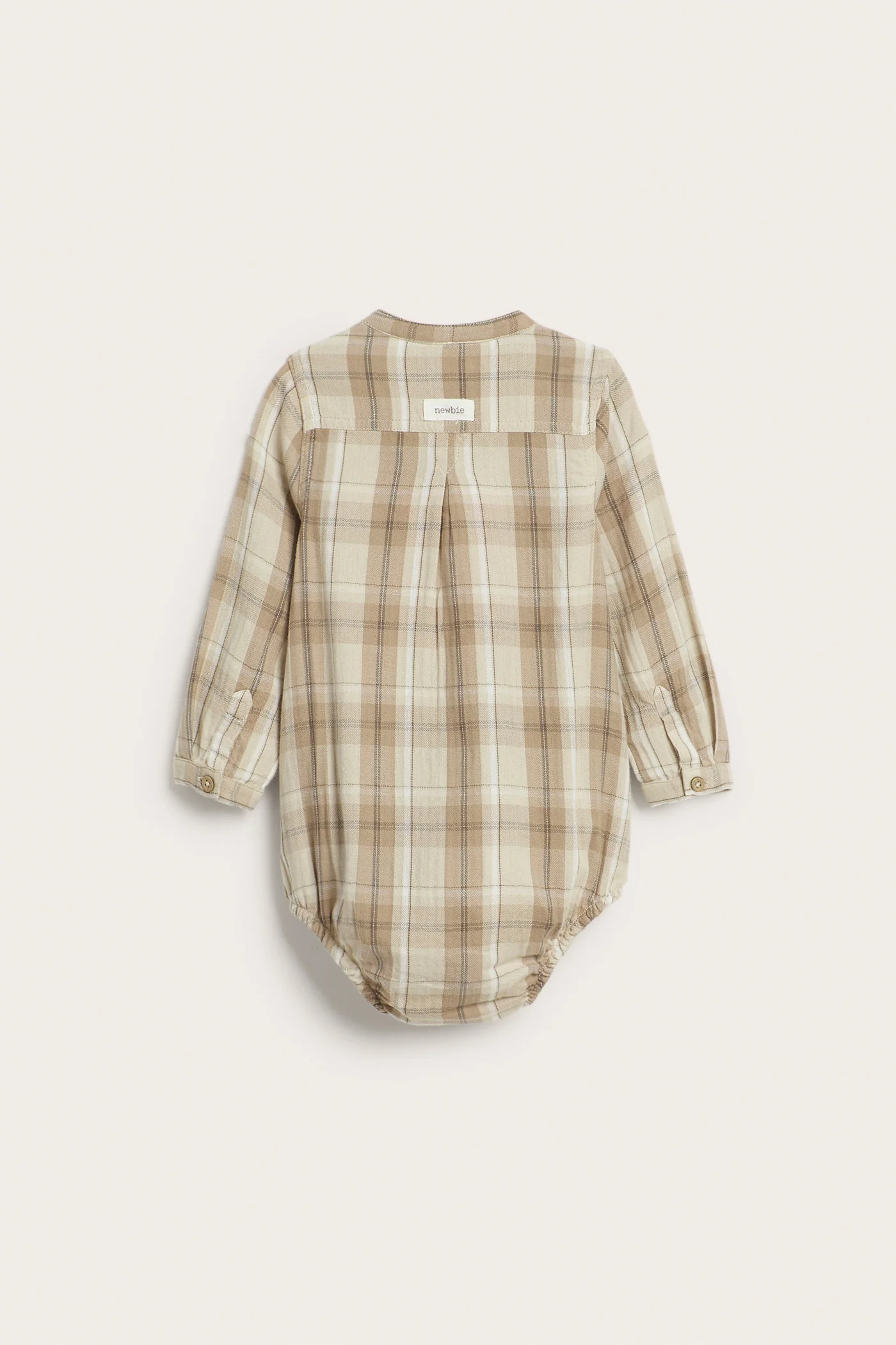 Baby beige checked mandarin shirtbody - Image 4