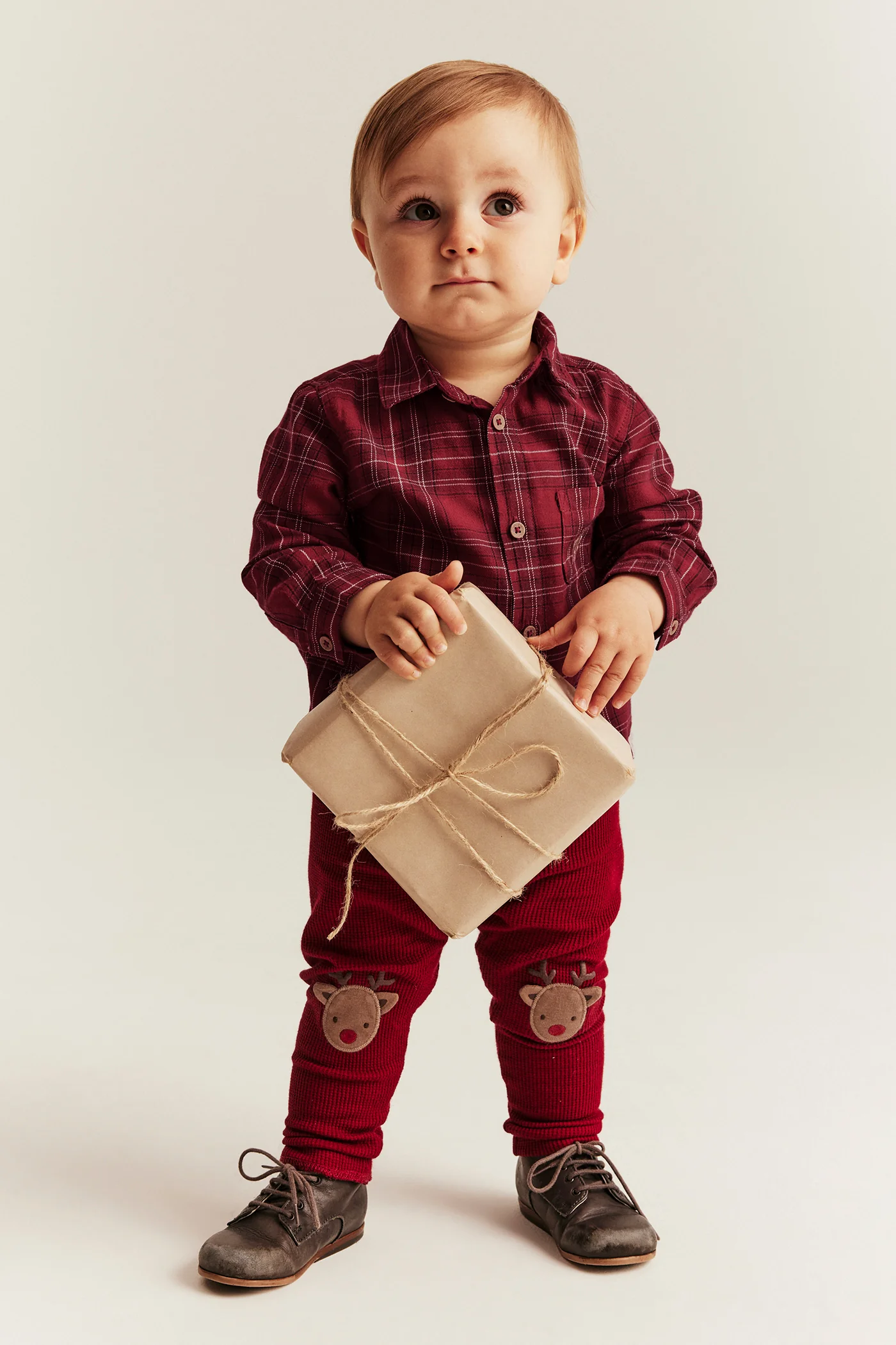 Baby red checked Christmas shirt - Image 2