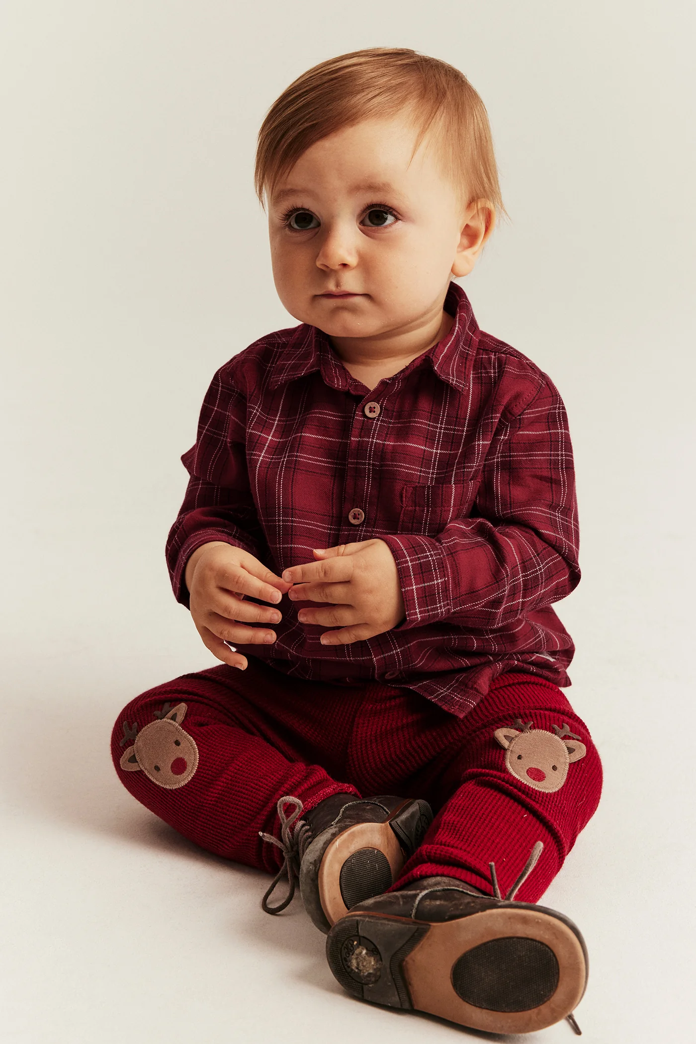 Baby red checked Christmas shirt - Image 4