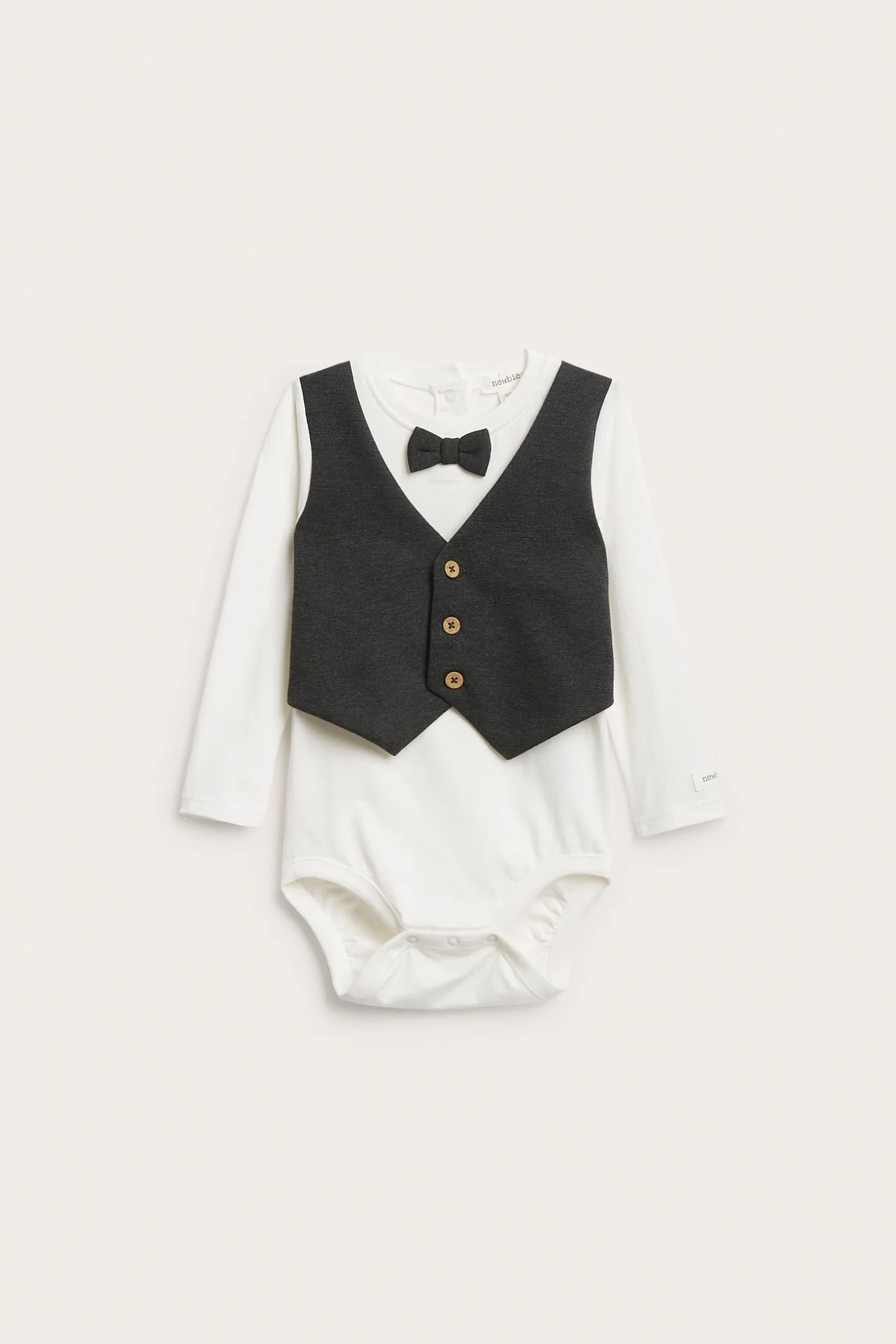 Baby white bodysuit with waistcoat