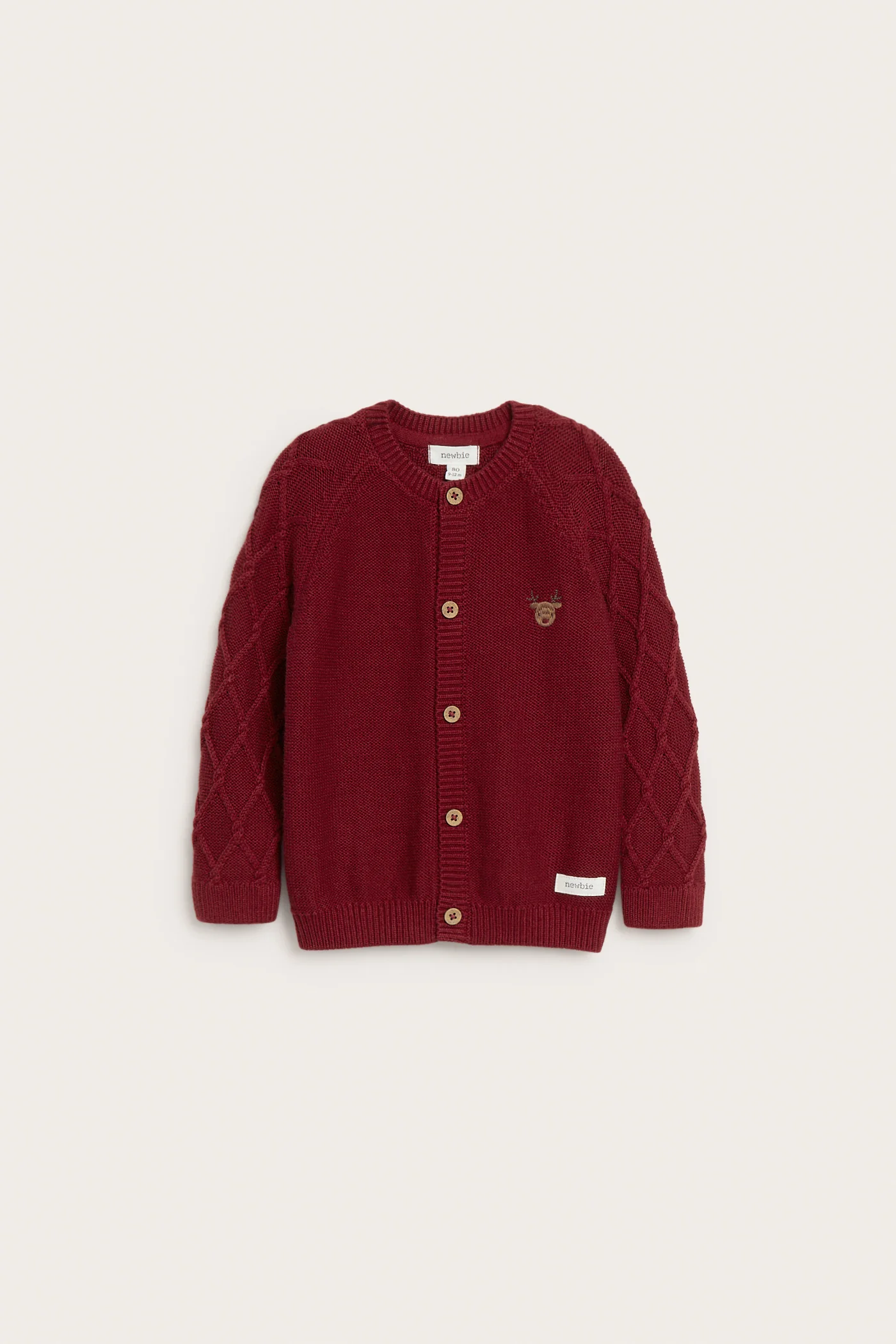 Baby red knitted Christmas cardigan