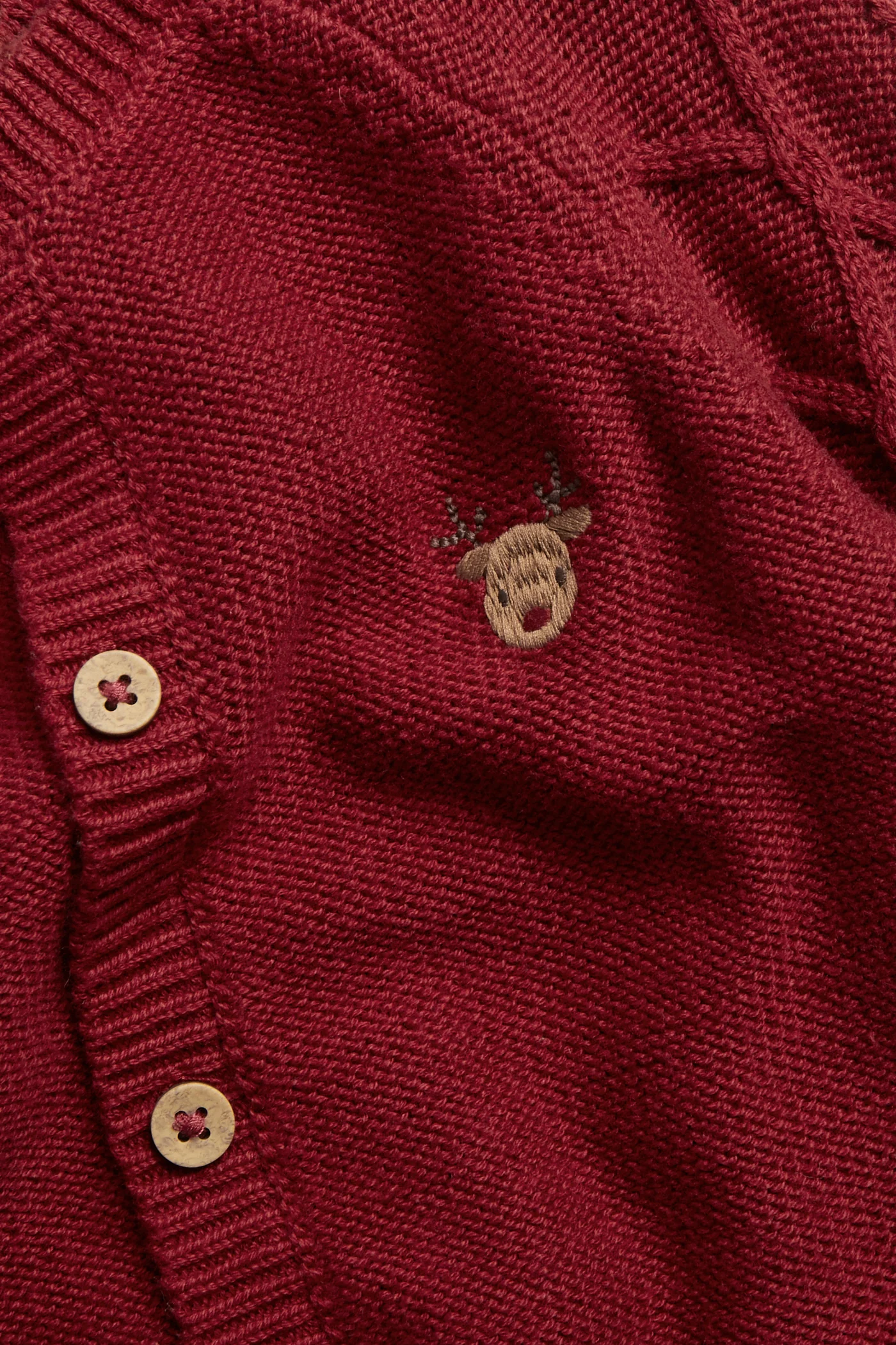 Baby red knitted Christmas cardigan - Image 2