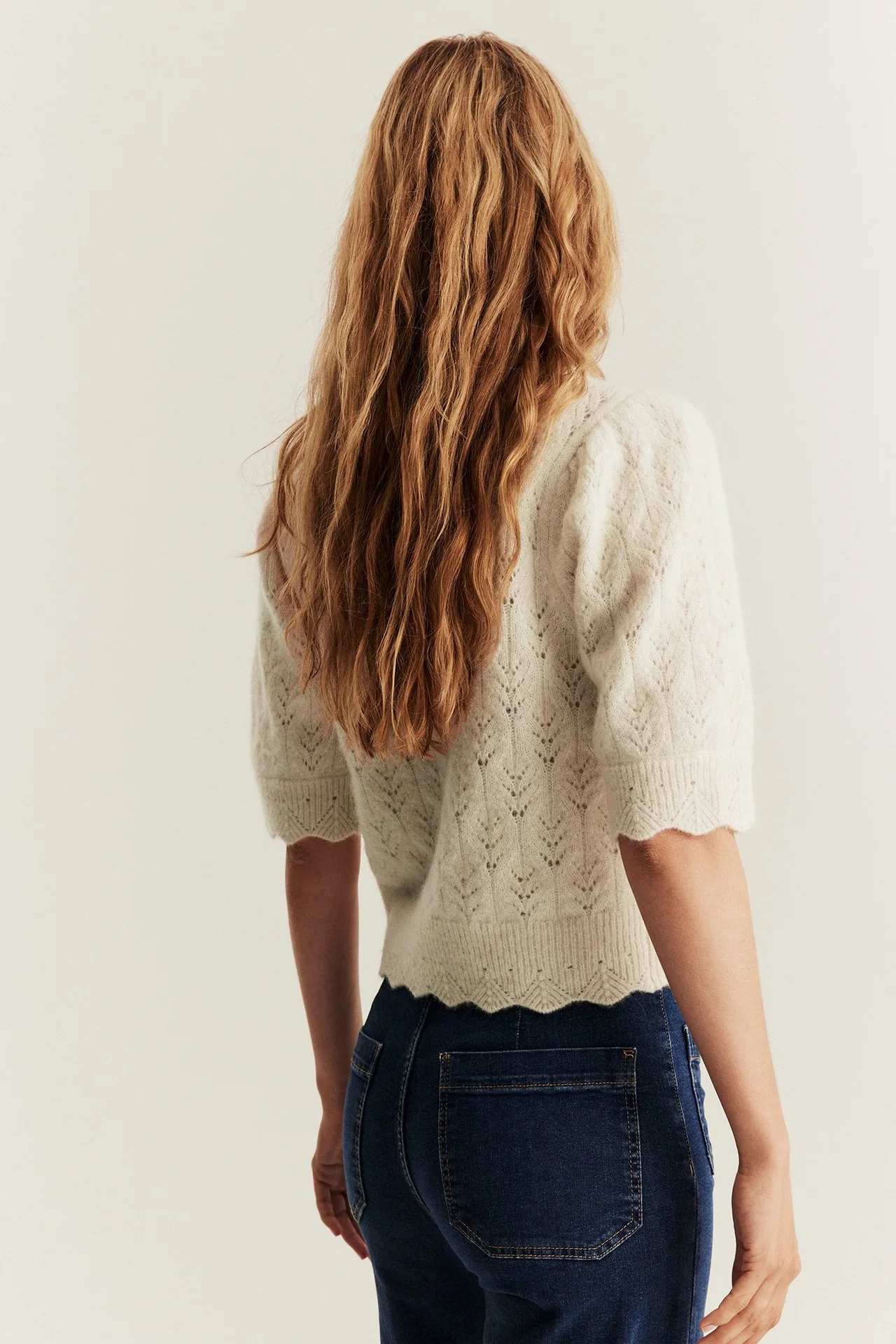 Women's beige wool blended cardigan - Image 6