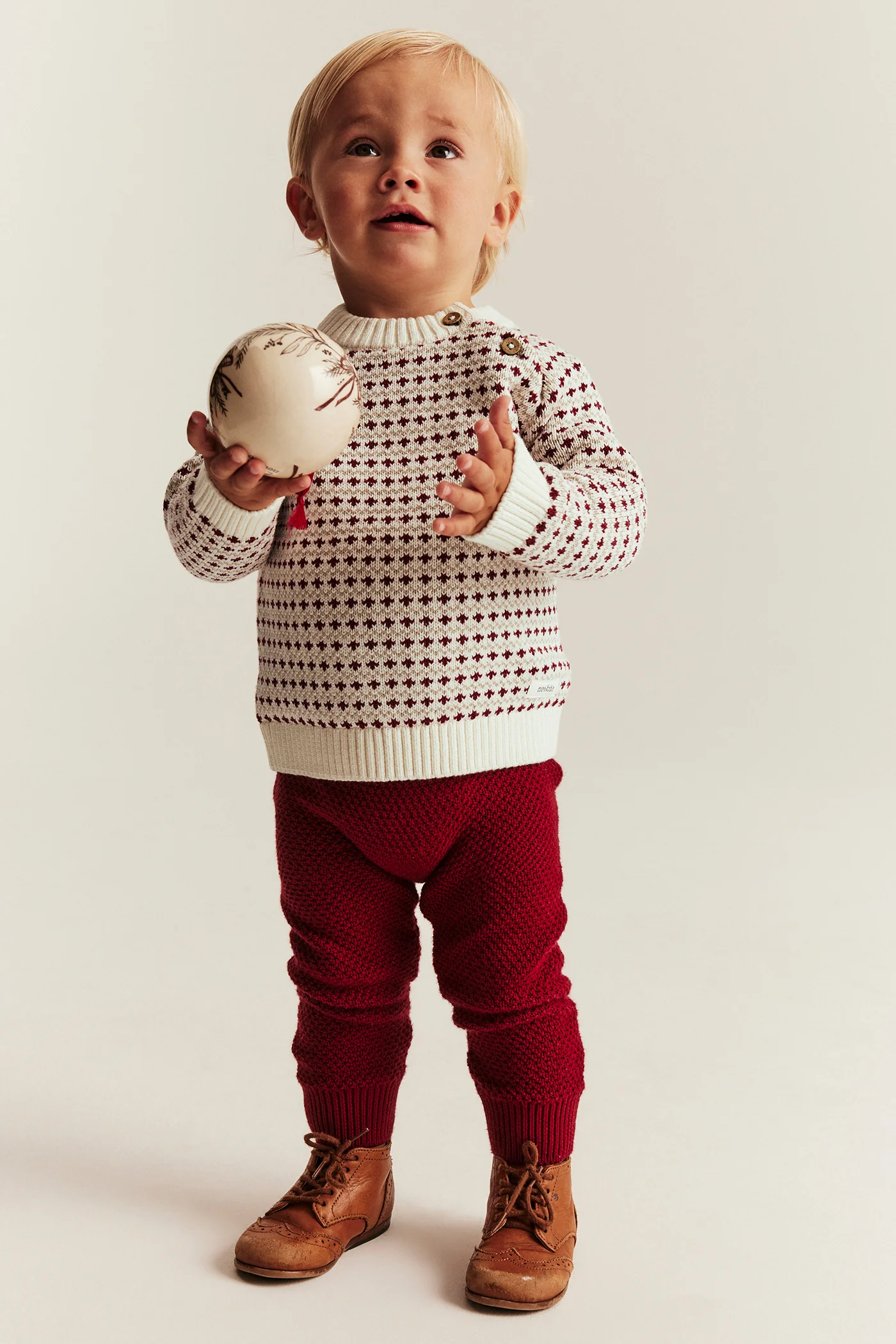 Baby red and white knitted jumper - Image 4