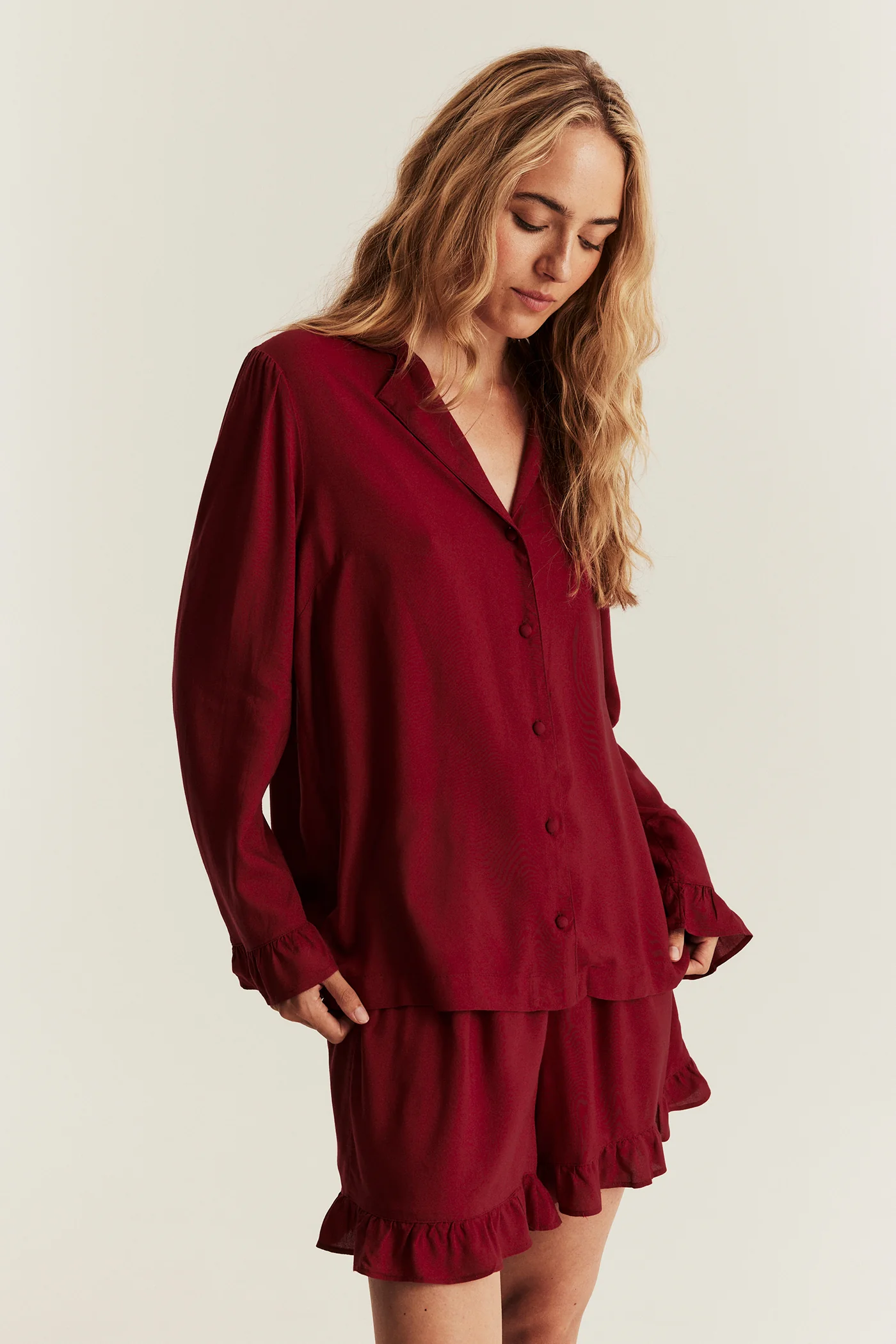 Women's red frill pyjamas - Image 3