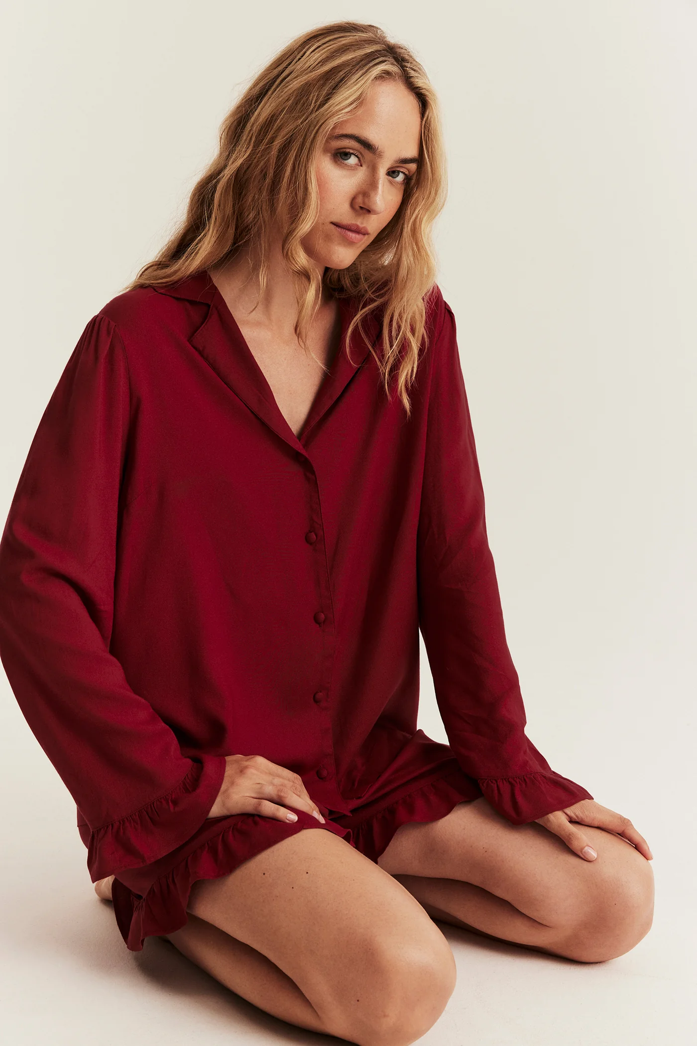 Women's red frill pyjamas - Image 6