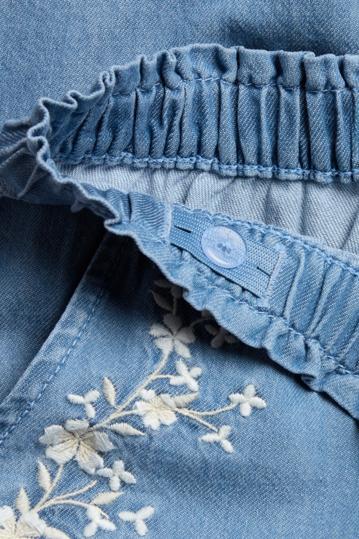 Kids blue denim trousers with floral embroidery - Image 3