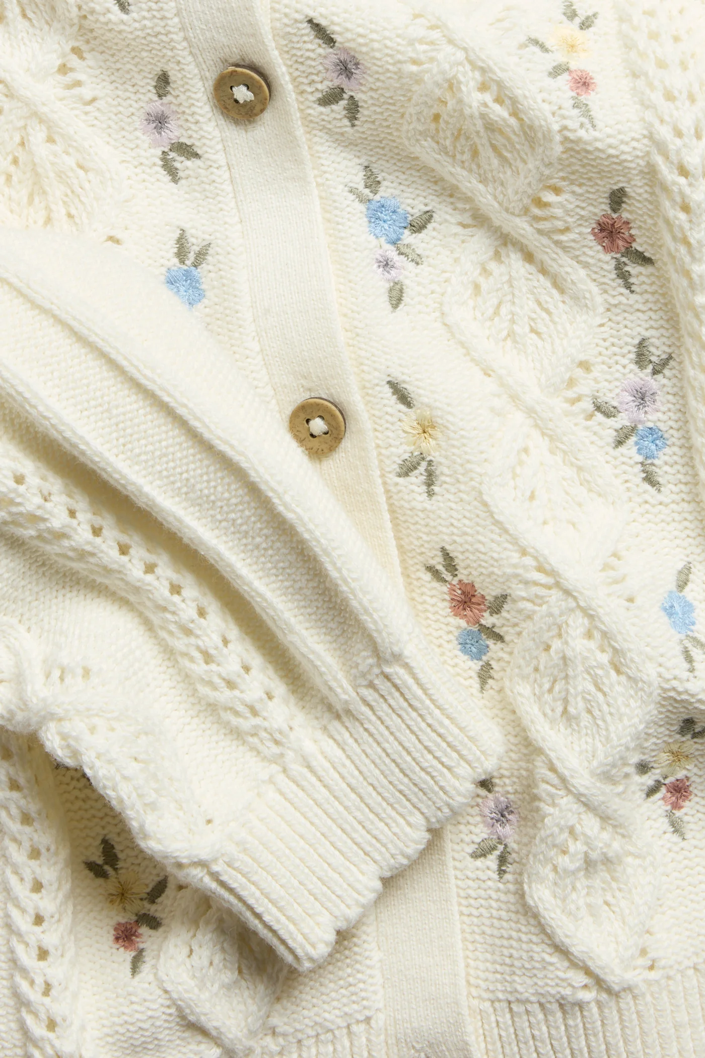 Baby & kids white floral patterned knit cardigan - Image 2